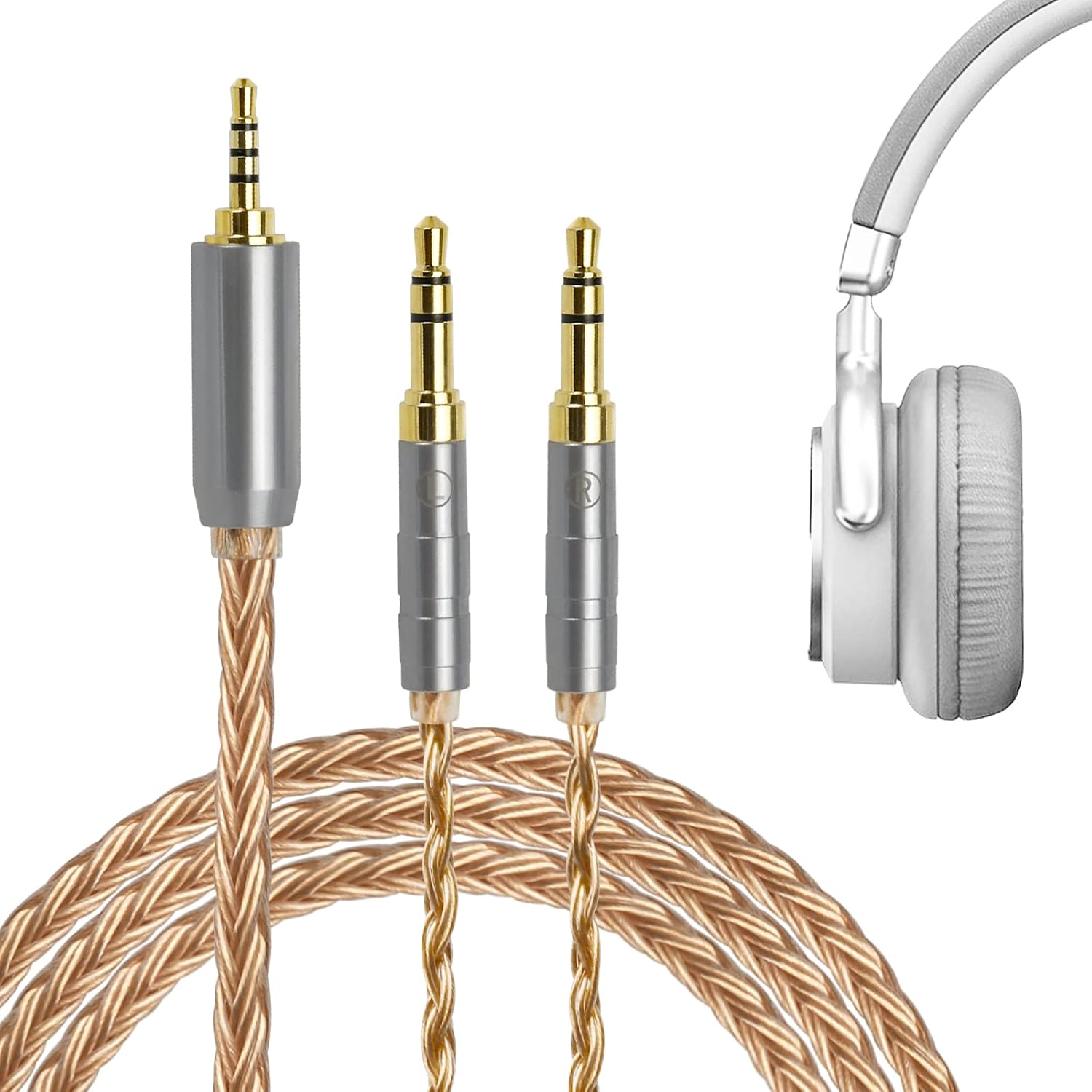 Okcsc ZT16 Upgrade Replacement Headphone Cable with Dual 3.5Mm to 2.5Mm Balanced Plug,16 Core Copper Plated IEM Professional Audiophile Cable for Hifiman Sundara, Ananda,Arya, He4Xx,He-400I 1.2M/3.9Ft image number 2