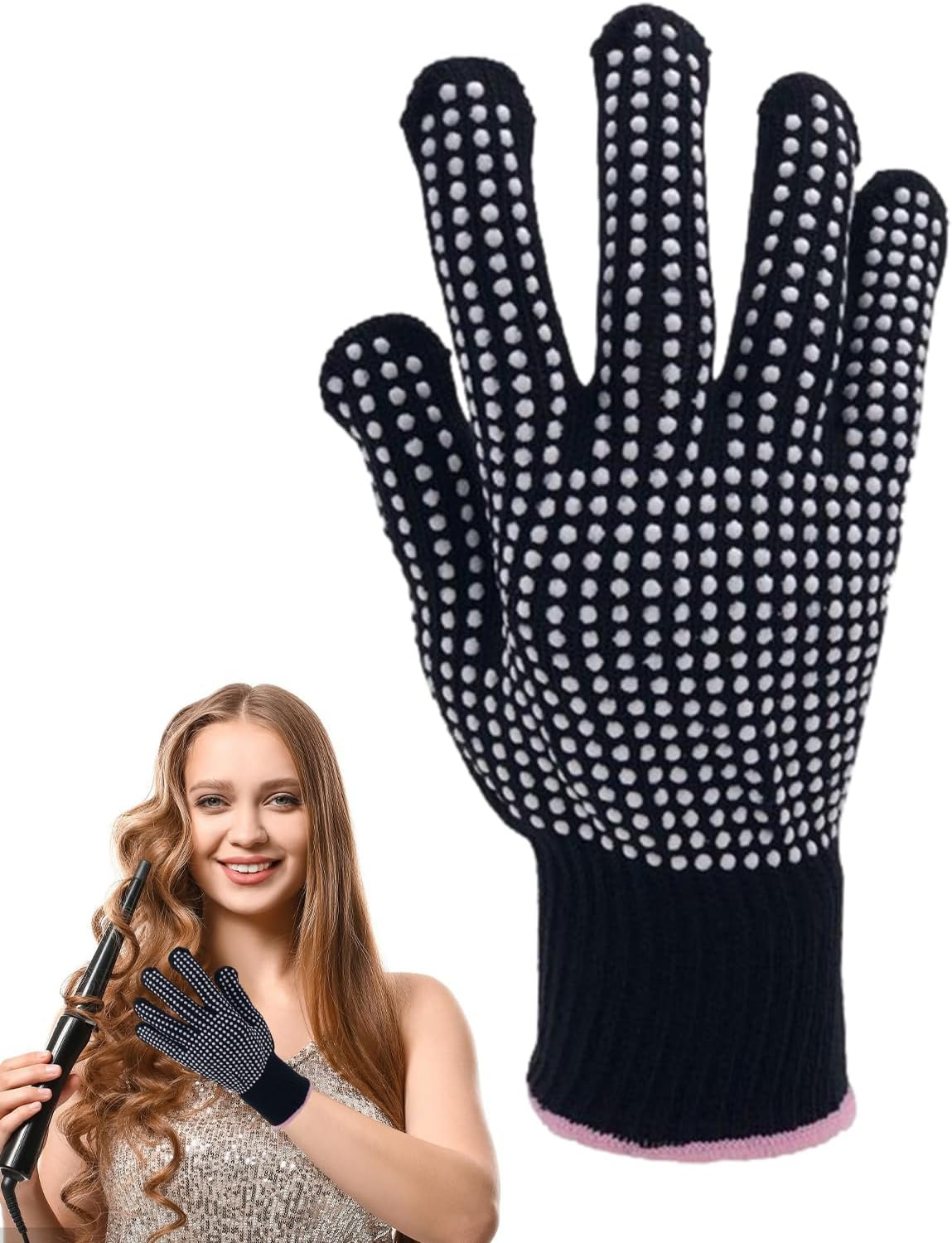 Thermal Styling Gloves, Heat Proof Gloves | Non-Slip Grip Texture, Fireproof Mitt Handling for Safe Hair Tools and Full Hand Coverage with Comfortable Protection and Comfortable Protection During