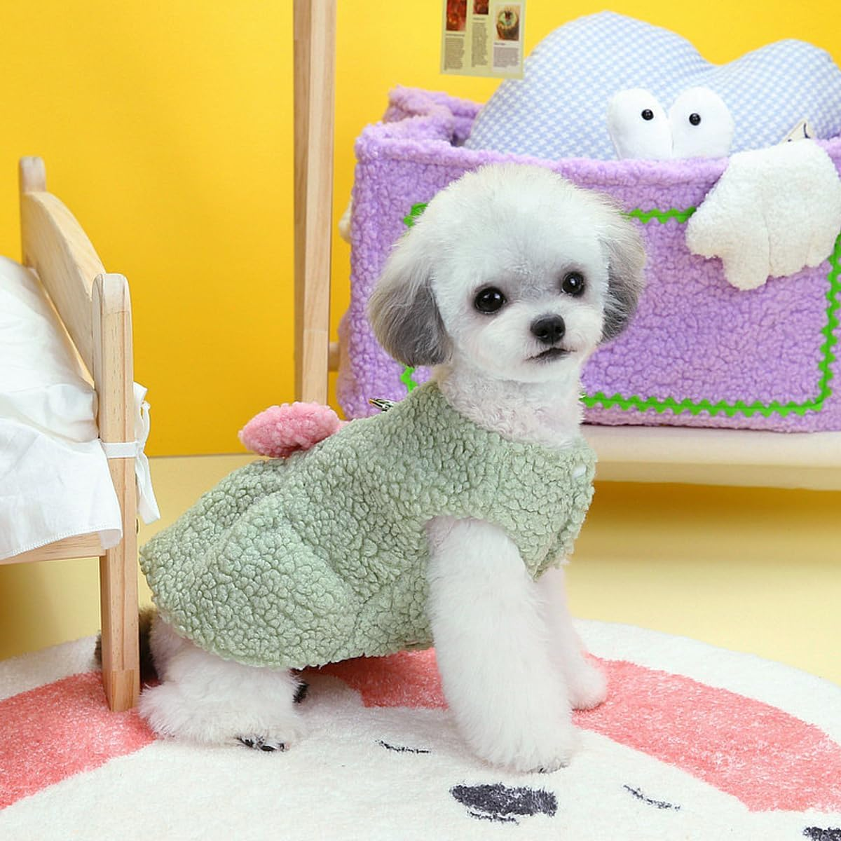 AIMALL Spring & Autumn Pet Clothes - Teddy Bear Dog Dress and Kitten Ice Cotton Skirt, Cute and Cozy Outfit for Small Dogs and Cats image number 6