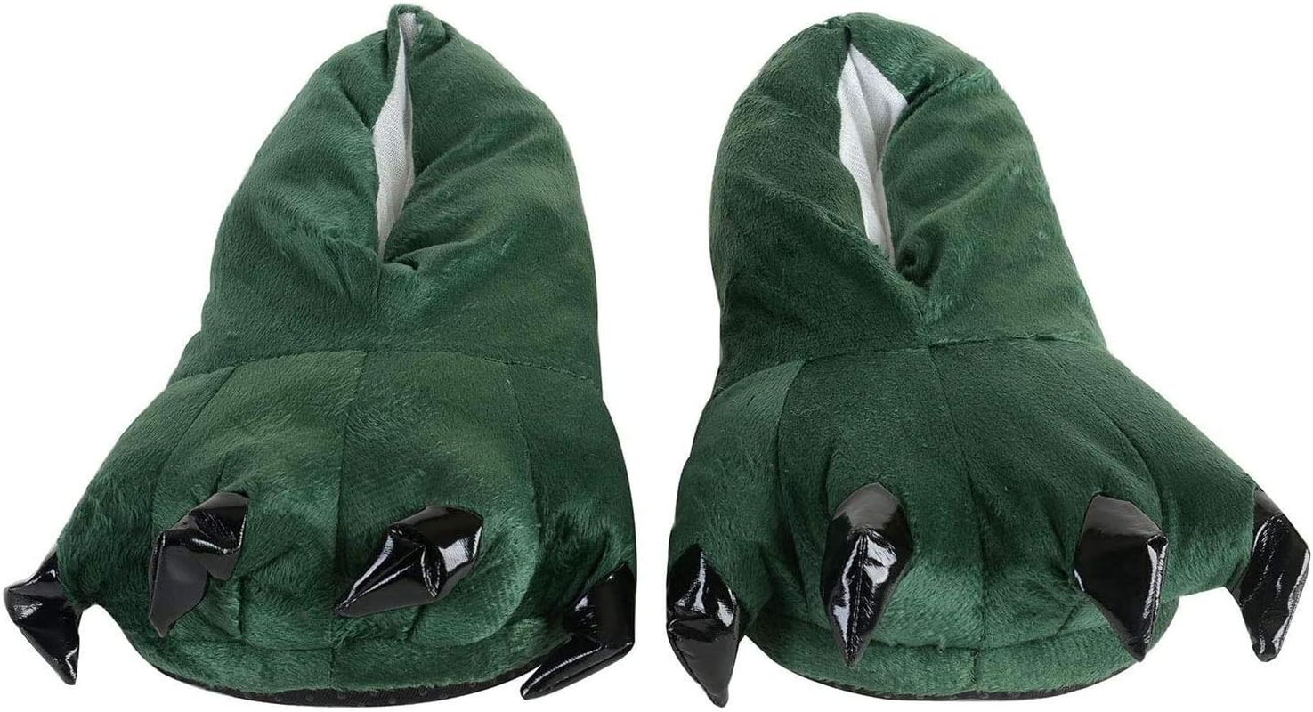 Fashionfits Unisex Soft Plush Home Slippers Animal Costume Paw Claw Shoes, Green, Large image number 4