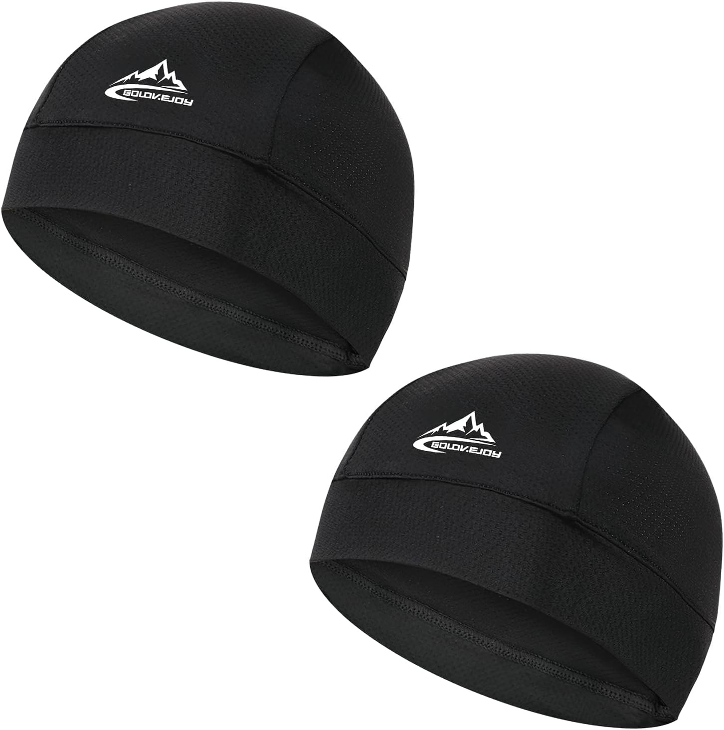 Hapurs 2 Pack Skull Cap Helmet Liner Sweat Wicking Cycling Running Hat, Cycling Skull Caps Wicking Beanie Do Rag Head Wrap for Men Women(Black & Black) image number 6