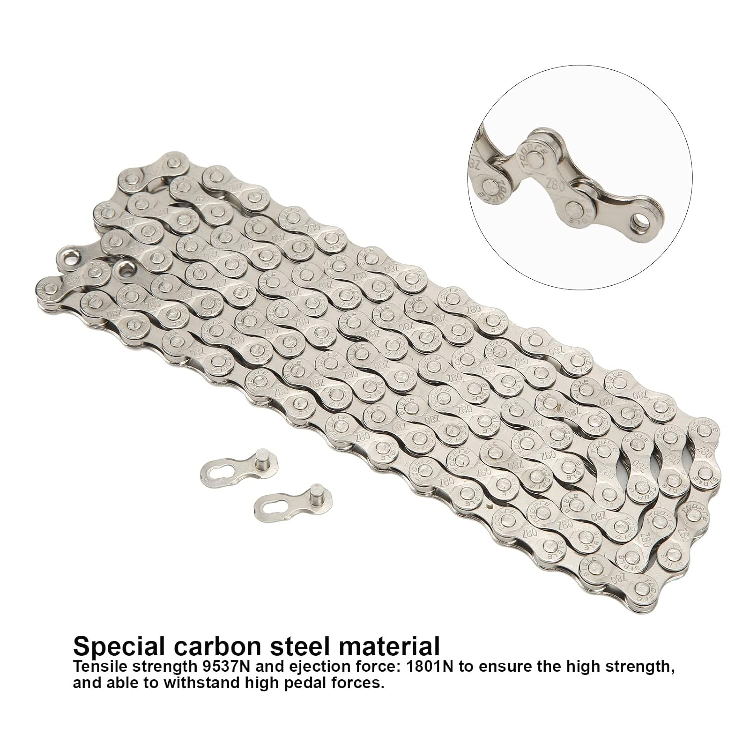 Omabeta 1PCS 8 Speed Bike Chain with Double Bridge Design for 6/7/8/18/21/24 Speed Road Folding Bike,116 Links,6.1Mm 0.24In Shaft Length,Bike Repair Accessory image number 4