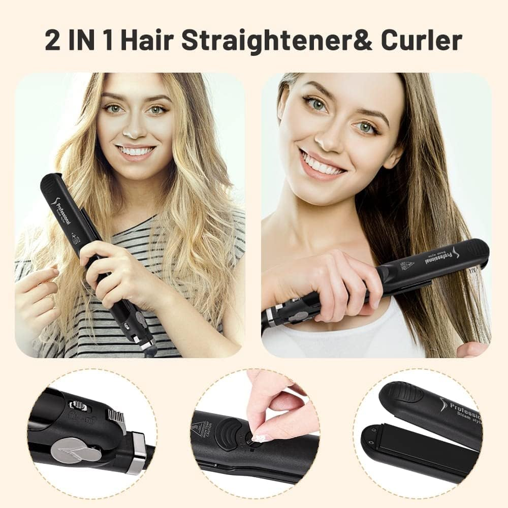 Professional Steam Hair Straightener Ceramic Vapor Hair Flat Iron Seam Hair Straightening Iron Curler Steamer Hair Styling Tool image number 2