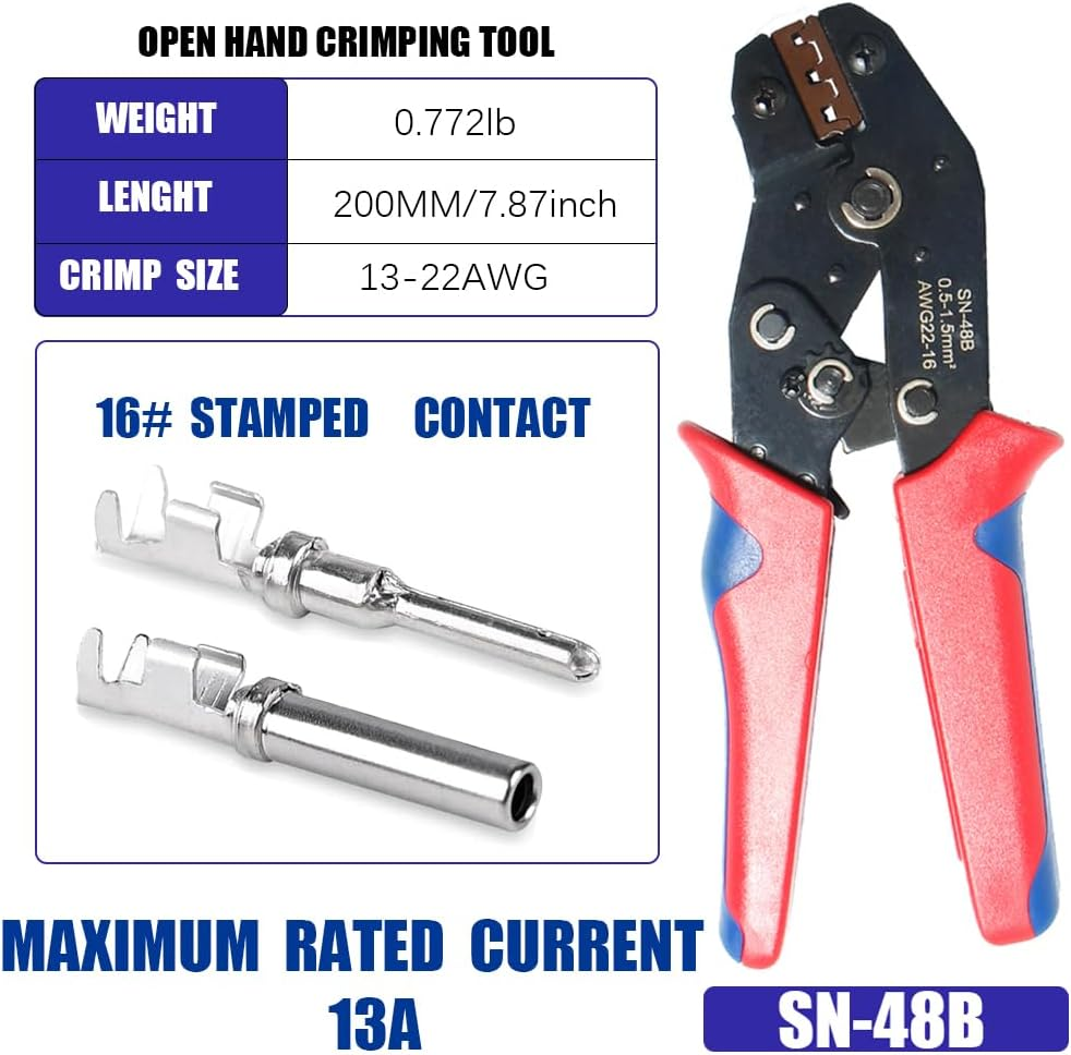 DT Connector Kit Crimper Ratcheting Wire Crimper Tool Deutsch 2 3 4 6 8 12 Pin Automotive Electrical Size 16 Stamped Contact image number 4