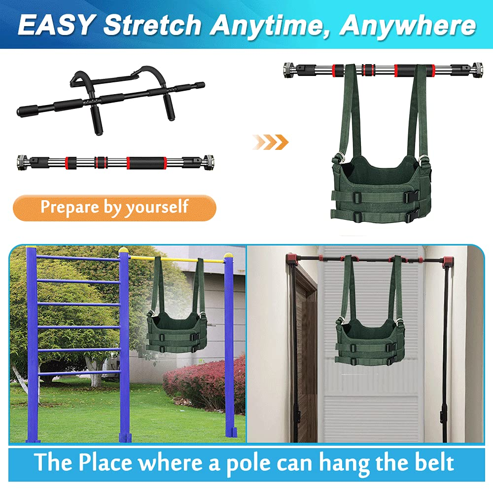 Spinal Decompression Harness Hang Upside down Back Stretcher for Lower Back Pain Relief Lumbar Traction Device Spine Decompression Belt Bulging Herniated Disc Relief Back Stretching Device - Large - Green-L image number 3