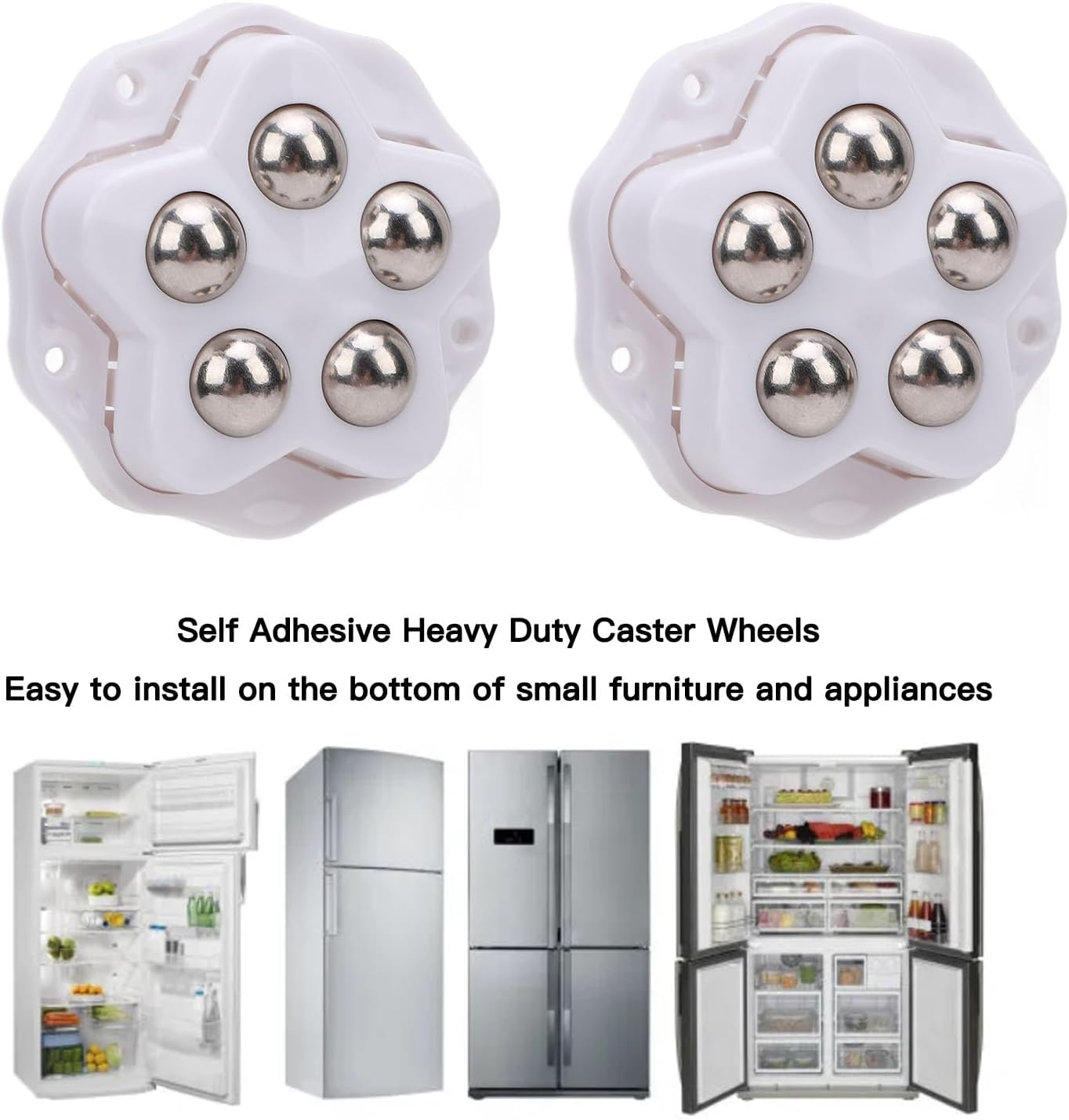 12PCS Self Adhesive Caster Wheels, 360&deg; Swivel Appliance Rollers Appliance Sliders for Kitchen Appliances, Mini Universal Wheel Roller Casters for Storage Box, Small Furniture image number 2