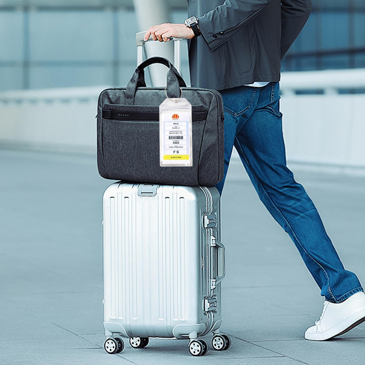 COZY CORE 7 Pack Cruise Luggage Tags for Cruise Ship Essentials for Carnival, NCL, Princess, MSC Cruise Ships - Silver image number 3