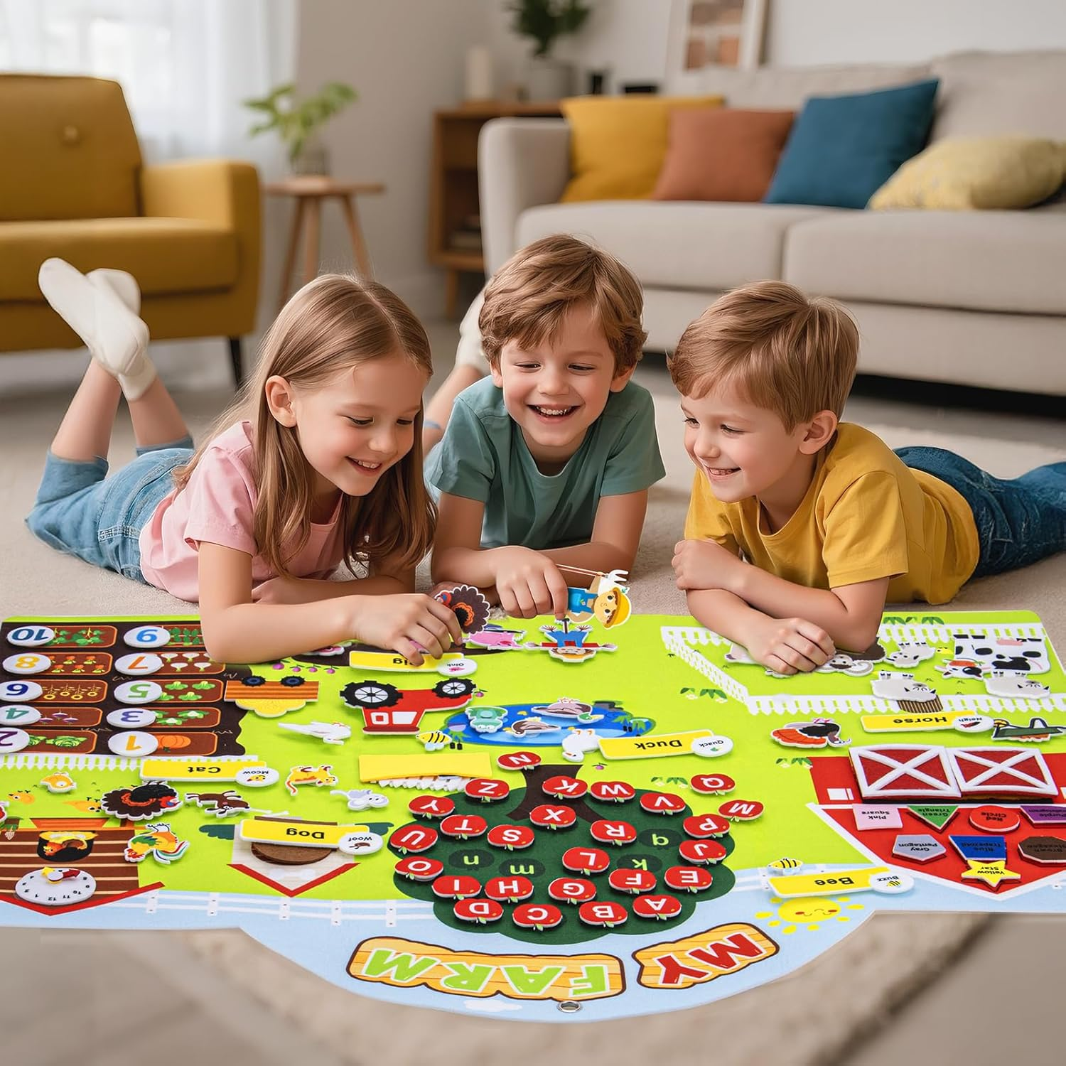 Farm Animals Felt Story Board Set &ndash; 99 PCS Interactive Felt Busy Board for Toddlers, Preschool Wall Busy Toys, Montessori Educational Wall Panel for Kids, Early Learning Flannel Storytelling Kit image number 2