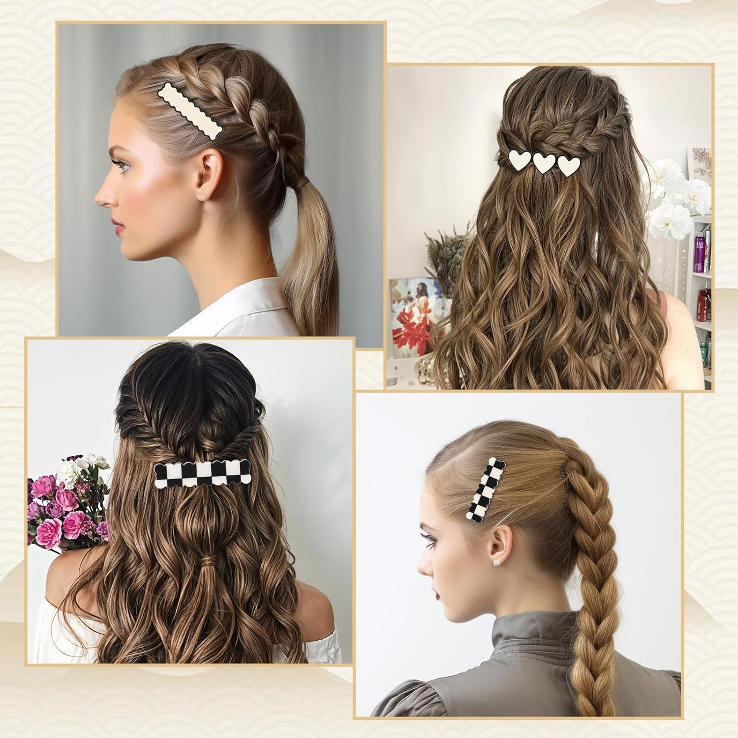 Ymapinc 18 Pcs Small No Bend Hair Clips for Women Thin, 2.6 Inch Black and White Checkered No Crease Snap Hair Barrettes for Thick Flat Claw Clips image number 5