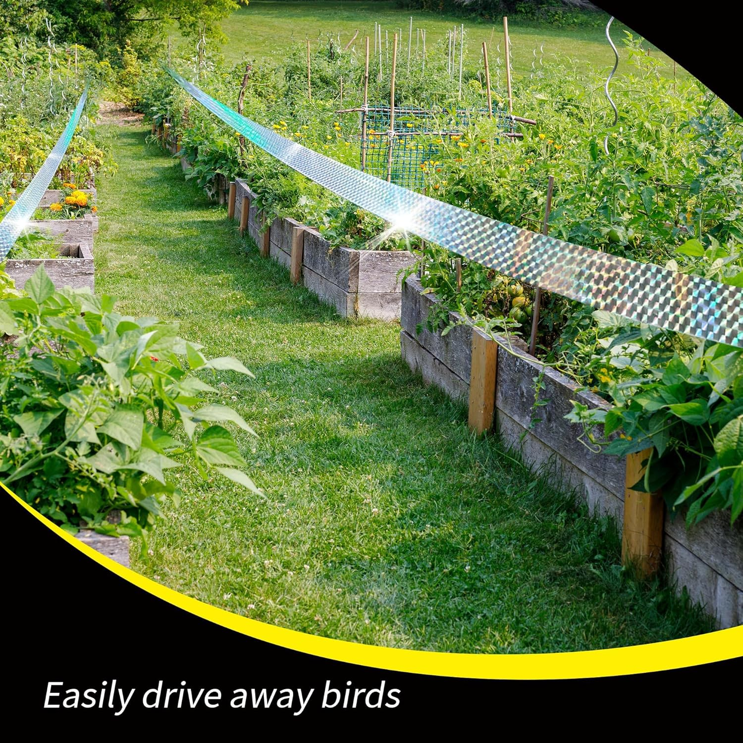 Bird Scare Tapes 500FT*2 Reflective Flash Tape for Birds, Bird Scare Device Double Side Ribbon Scare Birds Away for House, Garden, Yard, Orchard image number 2
