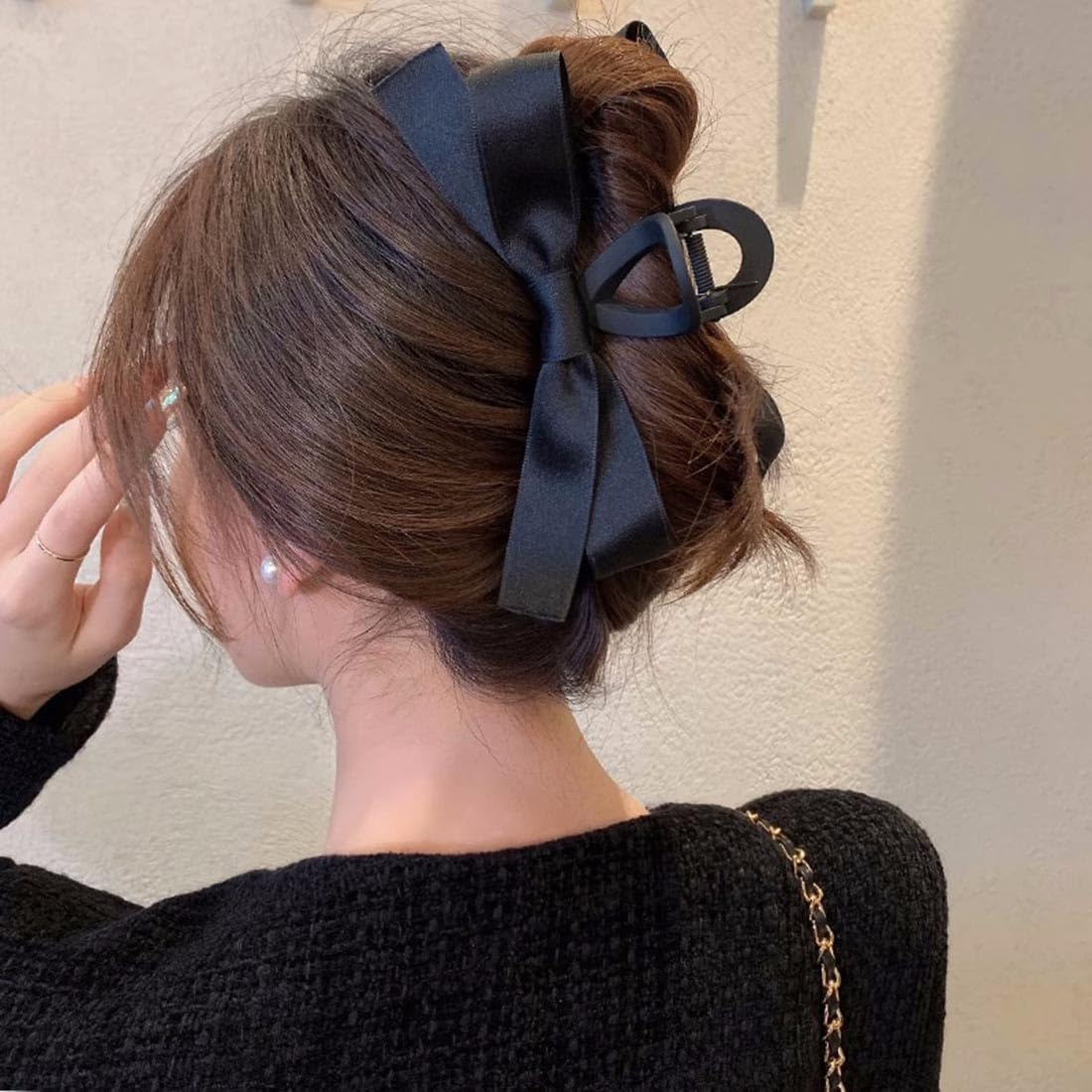 Resweky Large Black Bow Hair Clips Cute Hair Clip for Women and Girls image number 3
