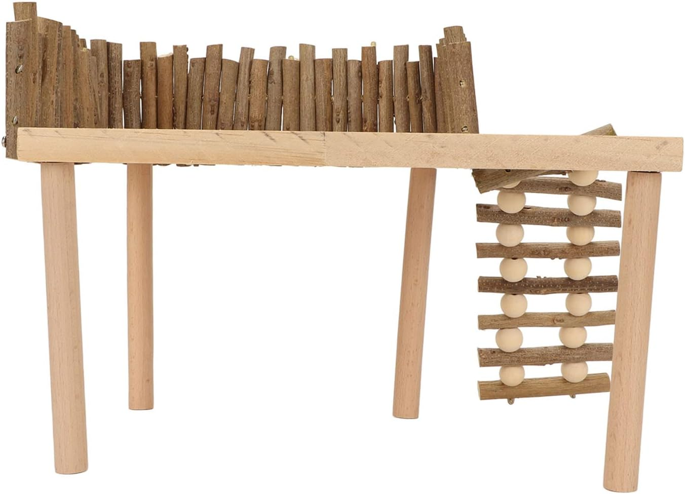 Hamster Climb Platform Decorative Wooden Small Pet Activity Playground with Ladder for Golden Bear Sugar Glidersmall Animals Activity Set with Ladder Food Bowl image number 5