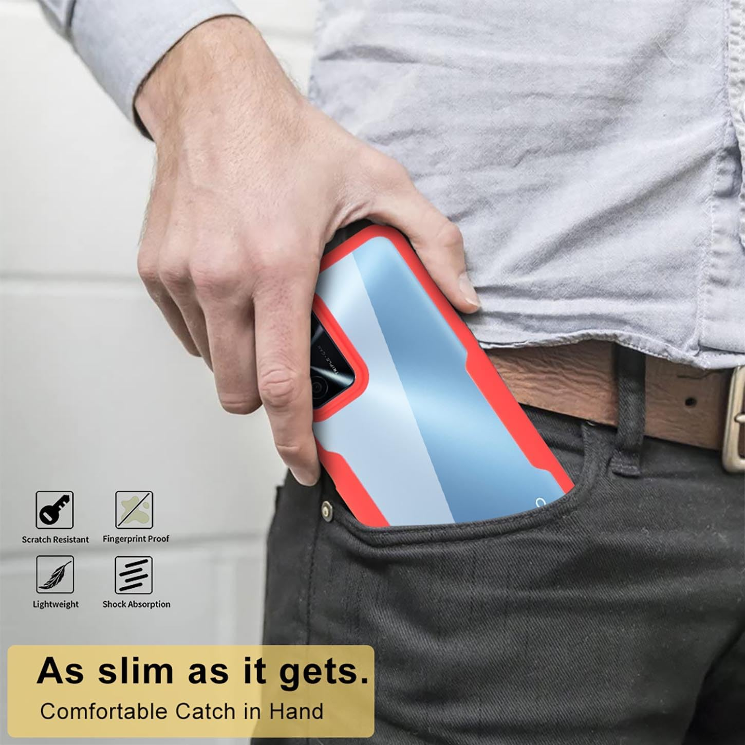 ILING Transparent Case for Oppo Reno 12 5G, 360 Degree Full Body Shockproof Protective Case with Built-In Screen Protector, Ultra Thin Hard PC Silicone TPU Mobile Phone Case (Black) - Blue image number 2