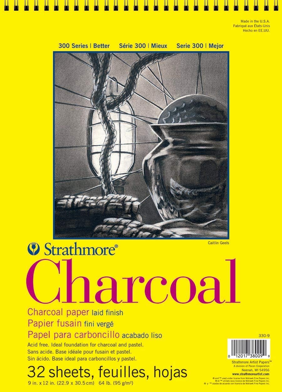 Strathmore 300 Series Charcoal Paper Pad, Top Wire Bound, 9X12 Inches, 32 Sheets (64Lb/95G) - Artist Paper for Adults and Students - Charcoal and Pastel image number 4