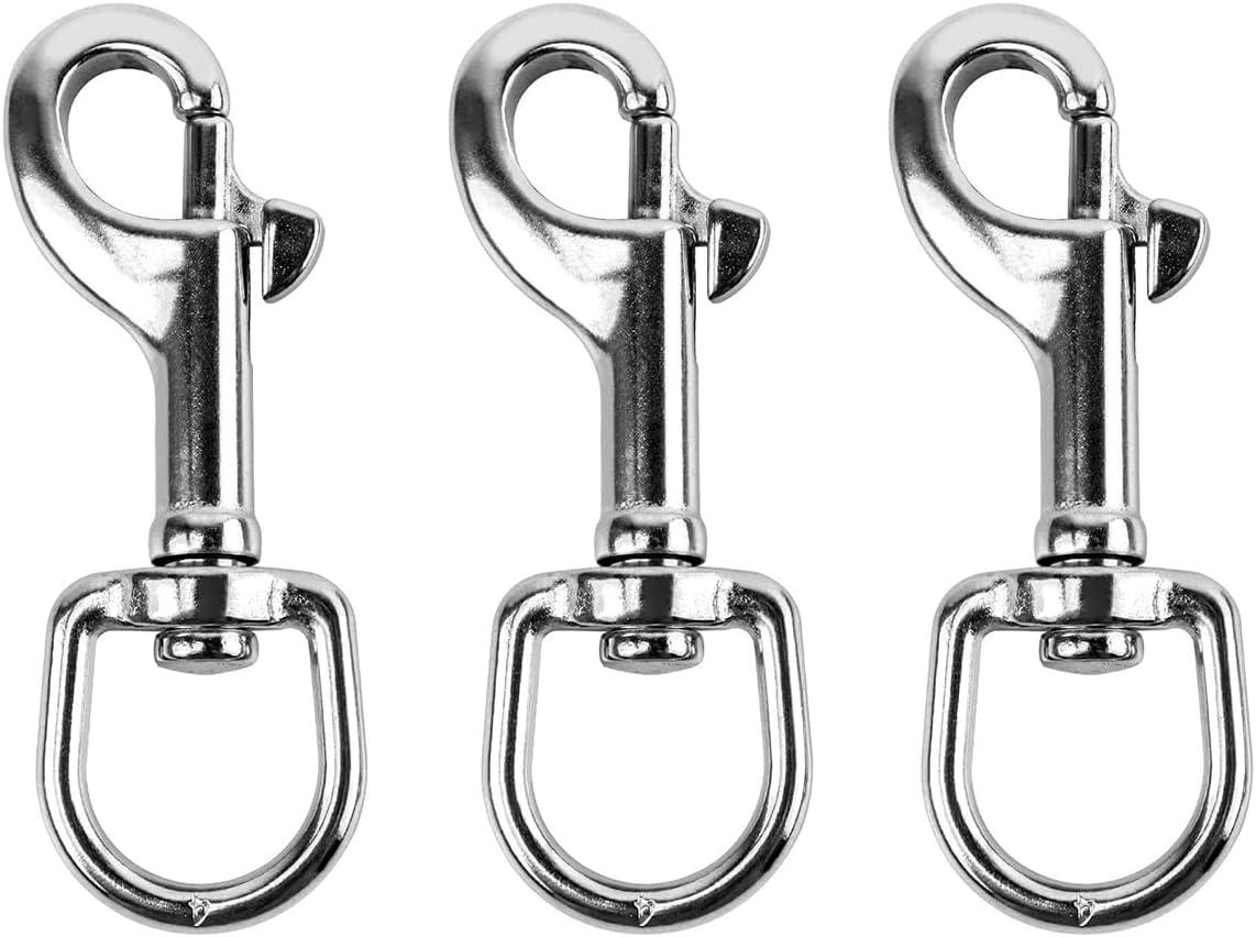 Ksngtixe 3Pcs Stainless Steel 316 Heavy Duty Swivel Snap Hooks, Marine-Grade Bolt Spring Hooks for Diving, Dog Leash, Flagpole Rope, Camera Strap & Clothesline image number 5