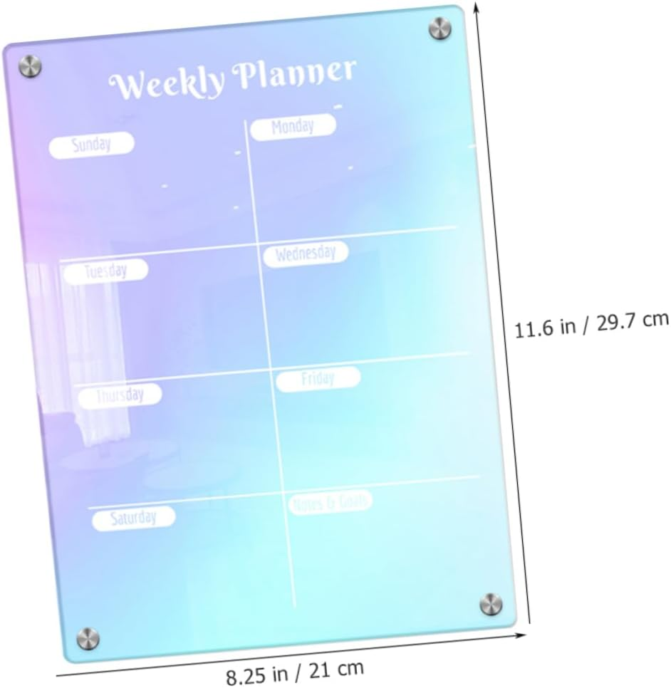 Tofficu Magnetic Labels for Refrigerator Acrylic Weekly Planner for Fridge Daily Planner Magnetic Dry Erase Board image number 2