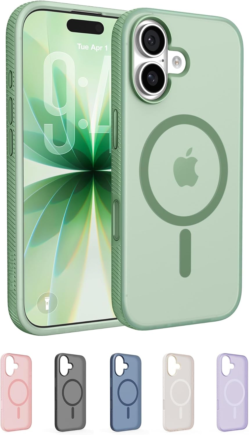 Belkin Sheerforce Grip Iphone 17 Case, Magsafe Compatible Mobile Phone Case with Non-Slip Edges, Iphone Protective Case, Magnetic, Transparent, Thin and Shockproof - Green