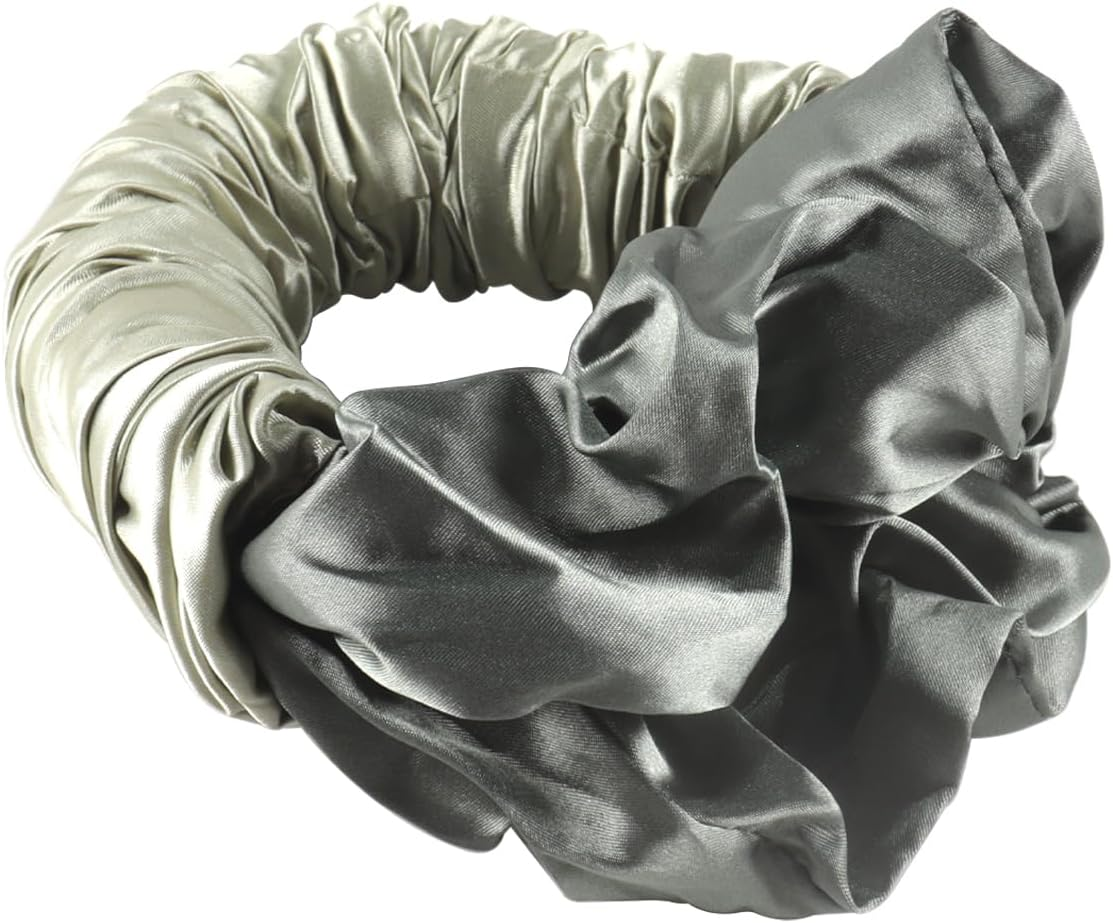 Hoite Satin Green Silk Hair Scrunchie - Heat Free Night Hair Curler for Long Thin Hair Soft Hairband No Snag (Pastel Style) image number 5