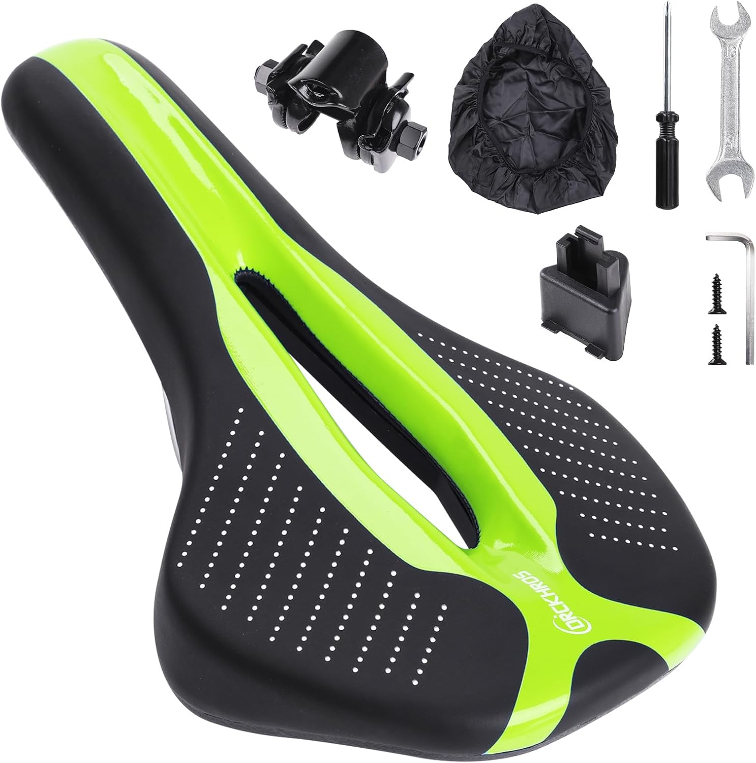 Bike Seat Bicycle Saddle with Light Buckle, Secpeak Ultra Comfortable Ergonomic Waterproof Breathable Bicycle Seat Cushion with Installation Tool and Rain Cover