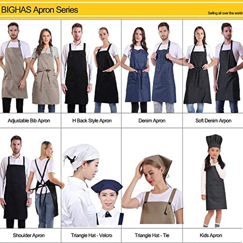 BIGHAS Adjustable Bib Apron with Pocket Extra Long Ties for Women Men, 18 Colors, Chef, Kitchen, Home, Restaurant, Cafe, Cooking, Baking (Bronze Green) image number 6