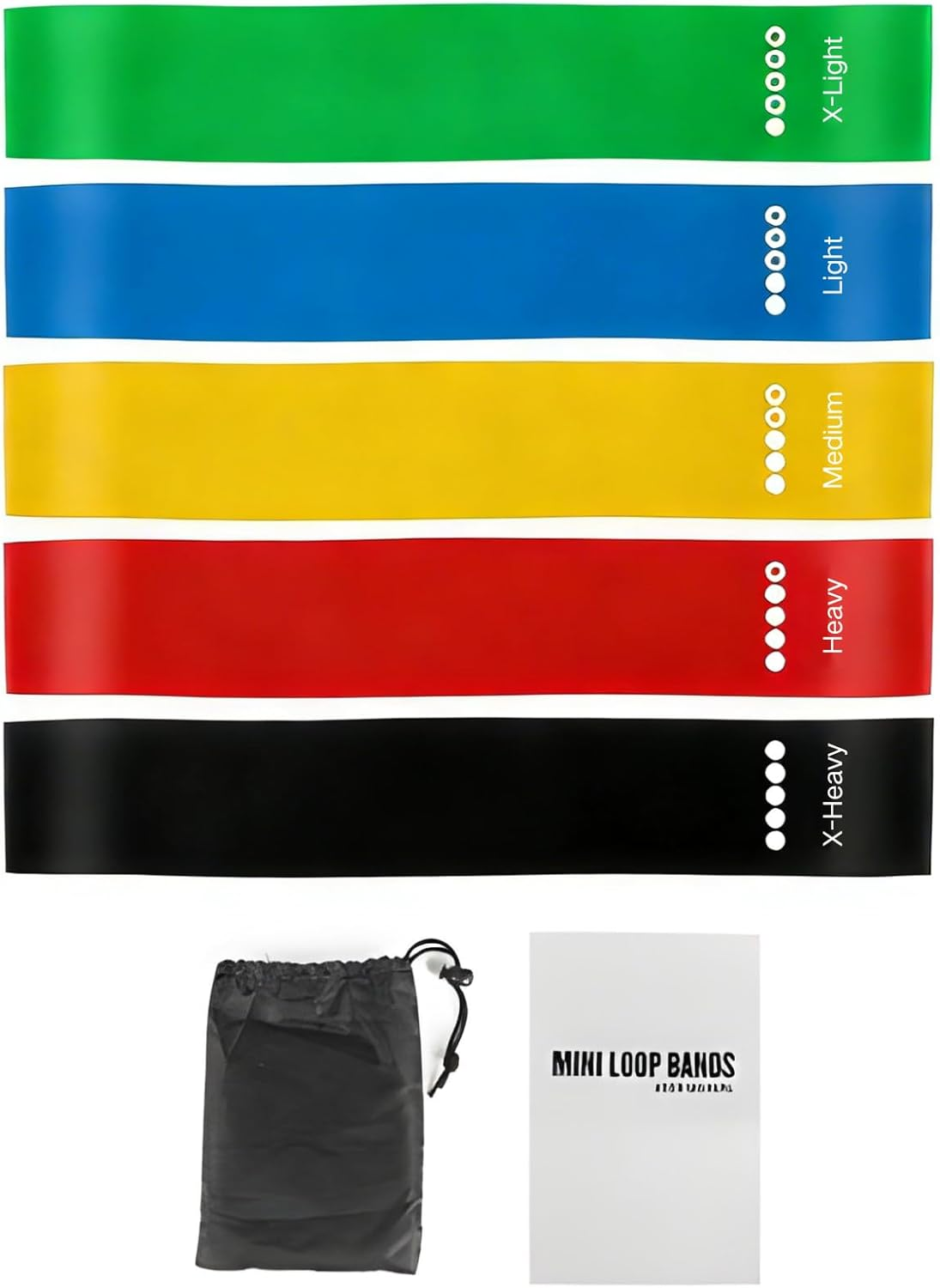 NEOLYMP Resistance Loop Bands, Exercise Bands Set of 5 Rubber Latex Anti-Slip Resistance Band for Workout, Stretching, Physical Therapy, Yoga and Home Fitness