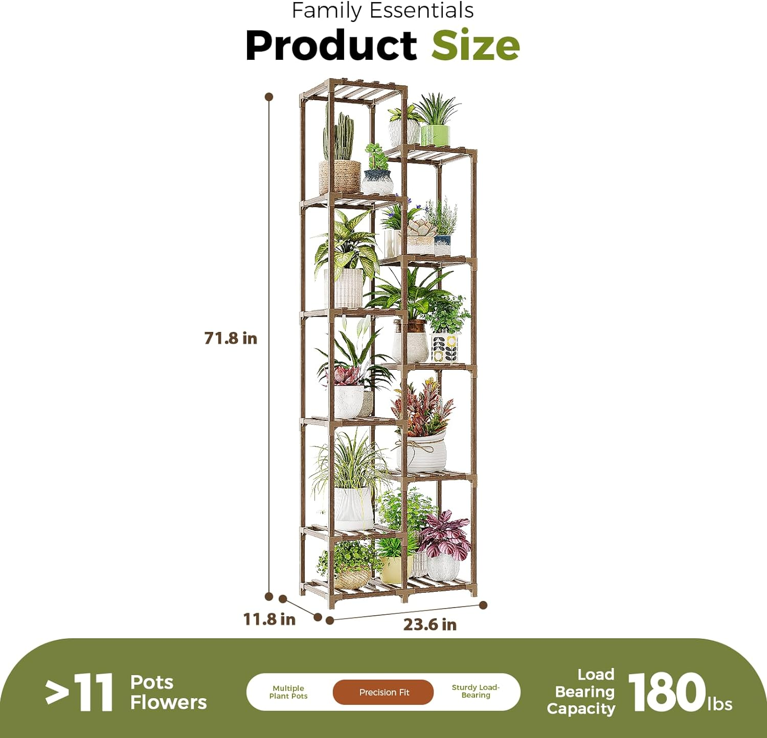 Bamworld Plant Stand Indoor 72'' Tall Plant Shelf Outdoor Large Wood Plant Rack Corner Flower Stand Tiered Plant Holder for Multiple Plants Pots for Patio Porch Balcony Garden image number 3