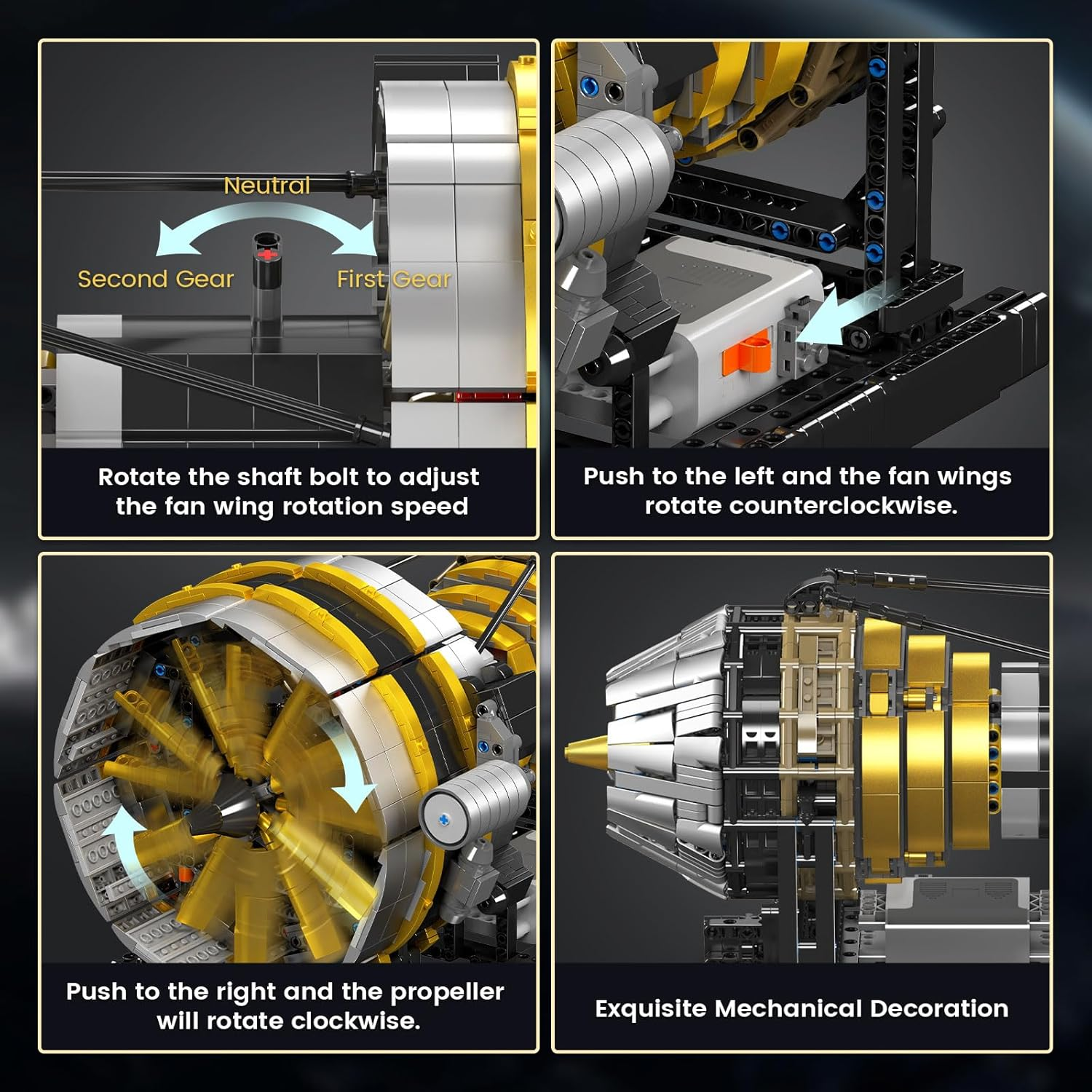 Mould King 10141 Technik Aero Engine Model Building Blocks Set, Technology Aero Engine Clamping Block Kit Includes Engine Motor, Blocks Toy for Kids/Adults/Aviation Enthusiasts (2256 PCS) image number 4