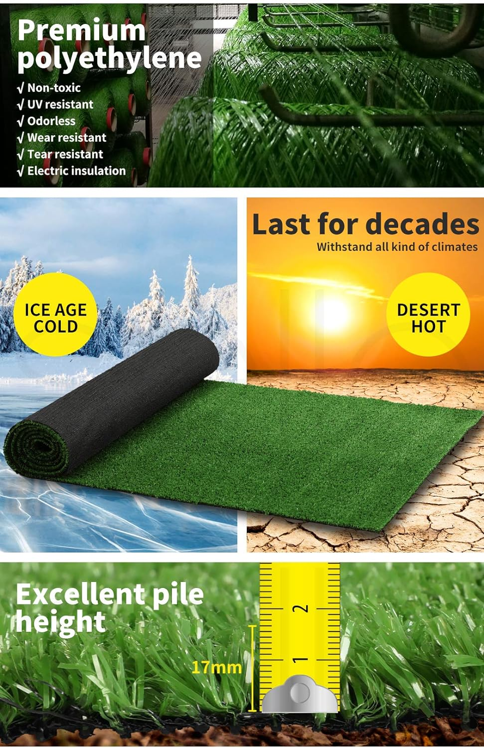 Marlow Artificial Grass Flooring Mat Synthetic Turf Outdoor Garden Plastic Plant