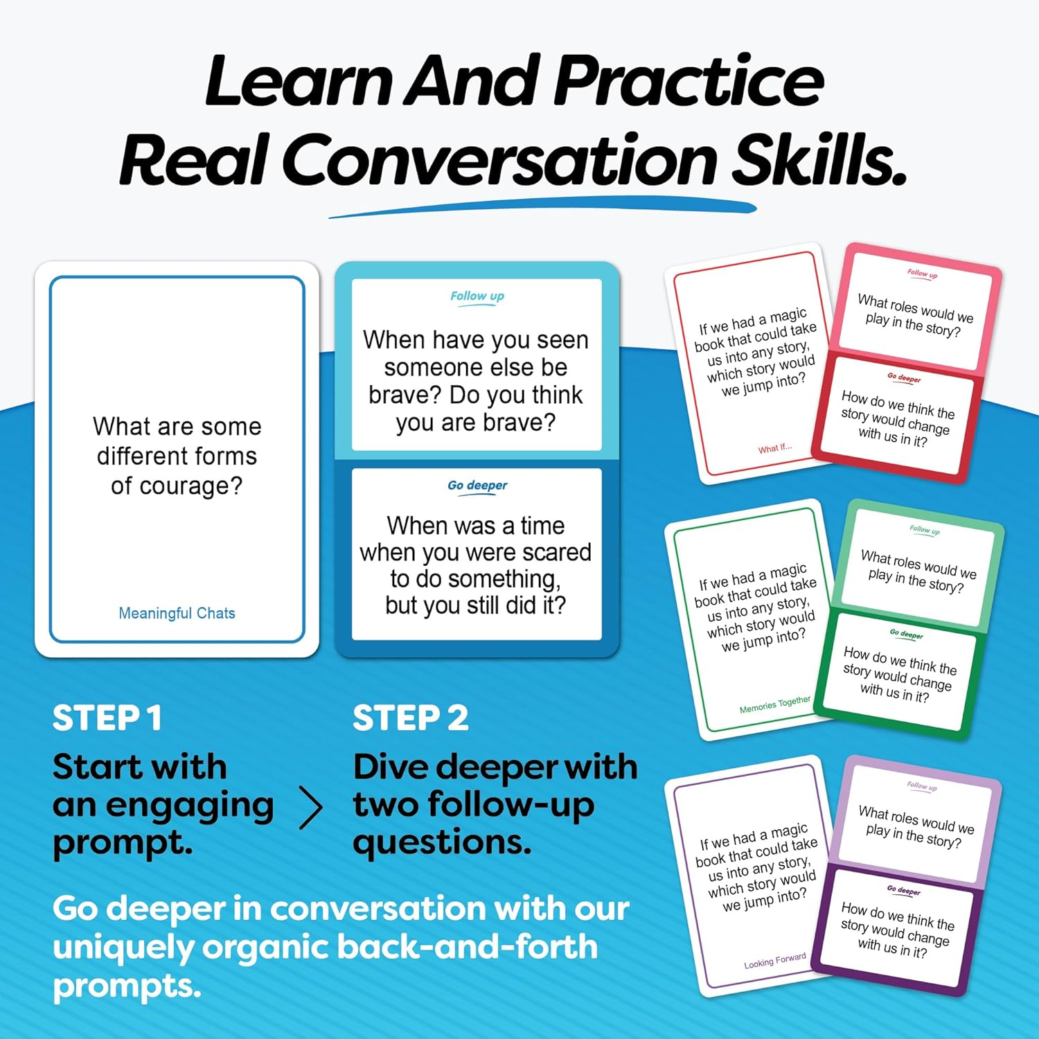 GET Talking: Family - 150 Expert-Written Questions on 50 Conversation Starter Cards for Families - Fun Family Conversation Starter Card Game for Kids and Adults to Enjoy - Have Interesting Fun Talks image number 2