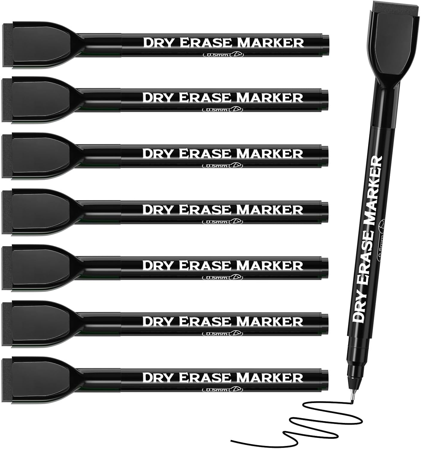 Maxgear Dry Erase Markers Ultra Fine Tip with Eraser, Assorted Color Magnetic Whiteboard Markers Extra Fine Point 0.5 Mm Low Odor for White Board, School Supplies for Classroom, Home, Office, 8 Count