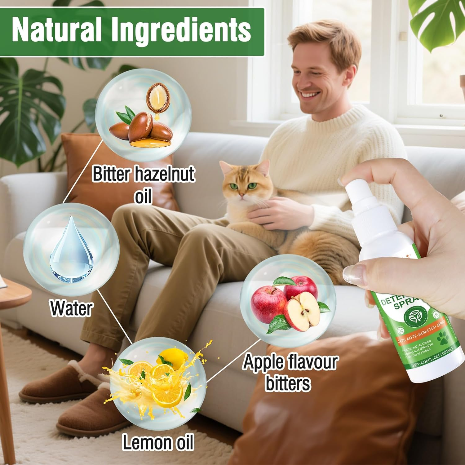 Cat Scratch Deterrent Spray,Natural Cat Repellent Spray for Furniture Indoor & Outdoor, No Scratch Training Aid,Prevent Scratching, Digging & Chewing image number 6