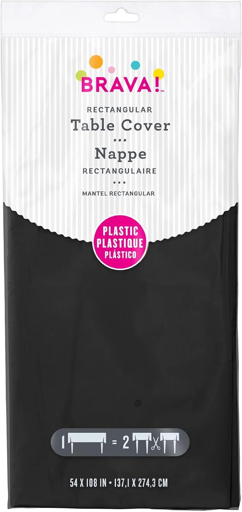 Amscan Plastic Rectangular Tablecover, Jet Black image number 1