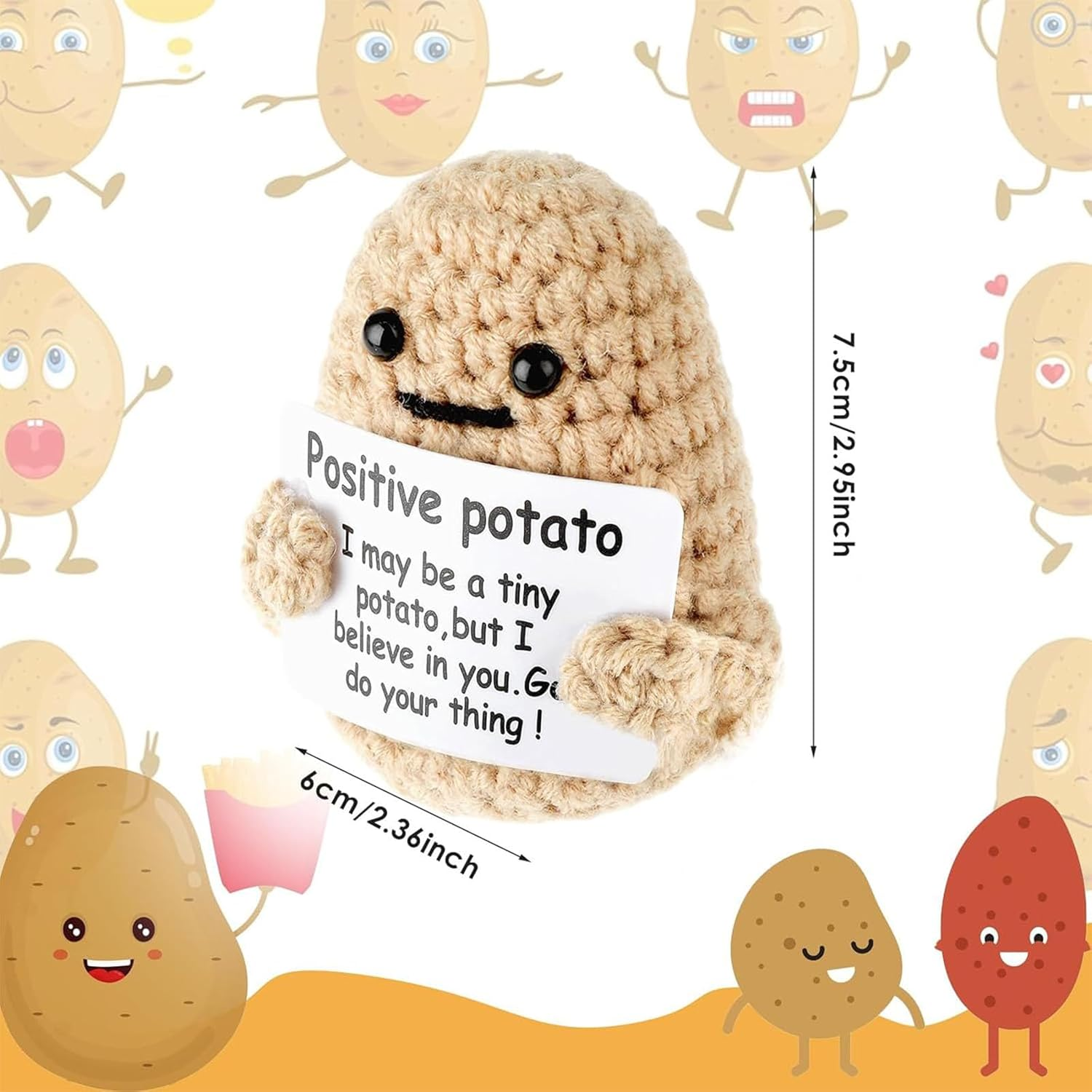 Cute and Fun Mini 3-Inch Front Potatoes, Cute Knitted and Fun Crochet Potato Dolls, New Year'S Gifts, Birthday Gifts, Creative Front Cards, Are the Ideal Choice for Spreading Positive Energy image number 4