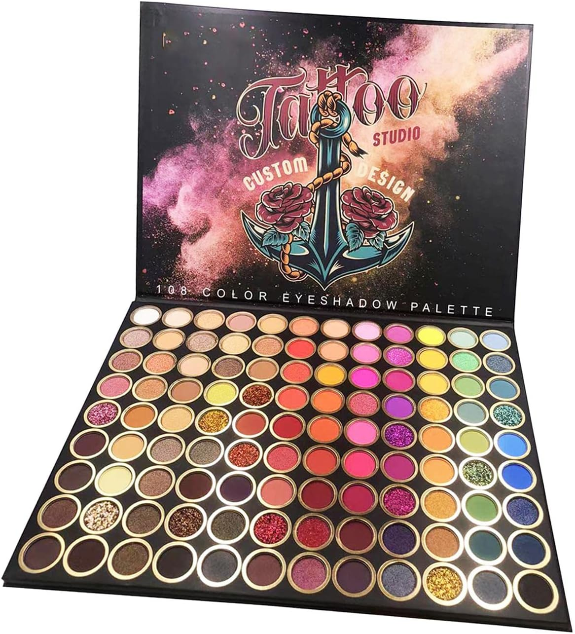Highly Pigmented 108 Colors Eyeshadow Palette Velvet Texture Pearlescent Waterproof Sweatproof Glitter Warm Mild for Party image number 6