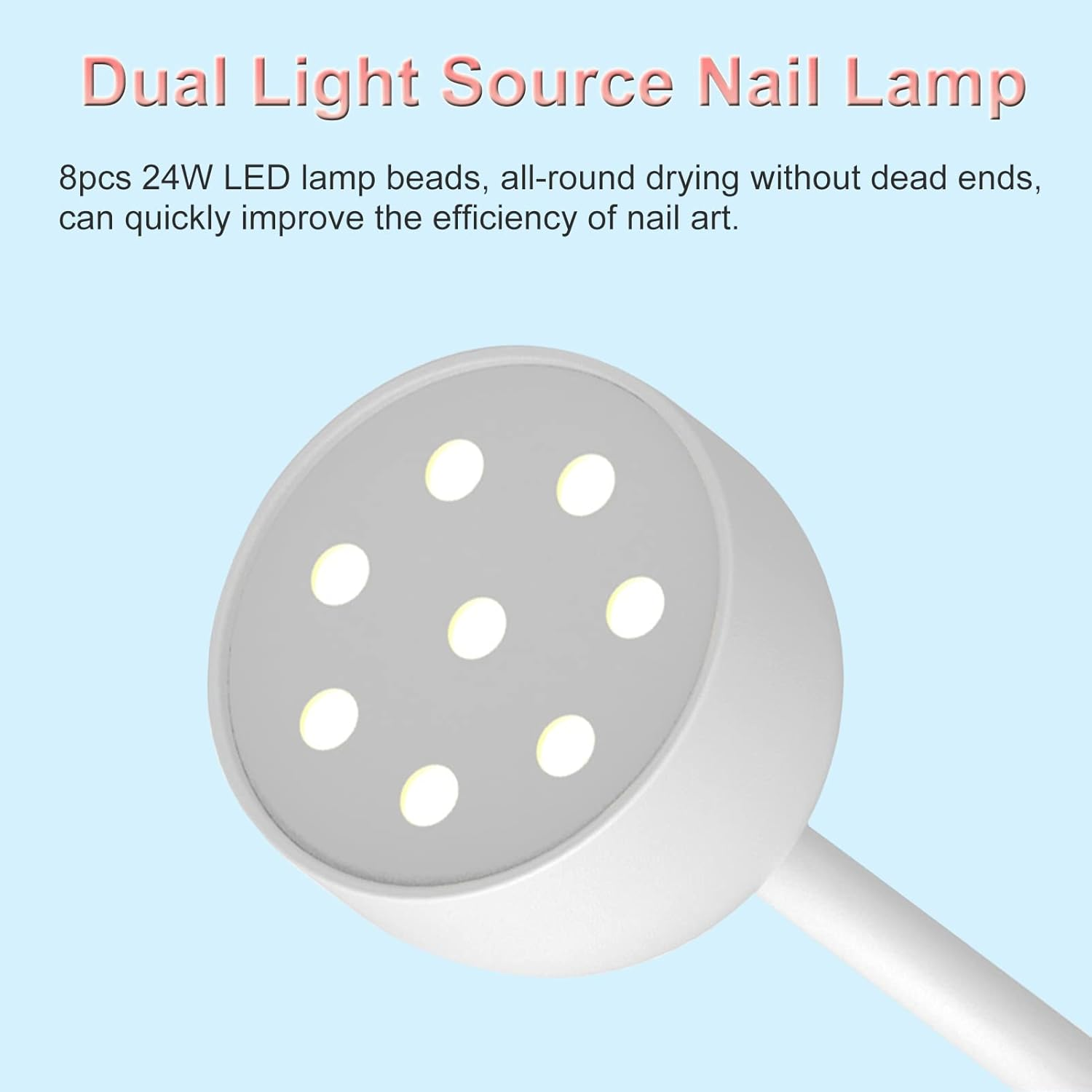 JOSBES Cordless UV LED Nail Lamp, 24W Mini Nail Dryer, 360 Rotatable, Touch Control, White, Plastic, Waterproof, Home DIY & Salon Manicure image number 6