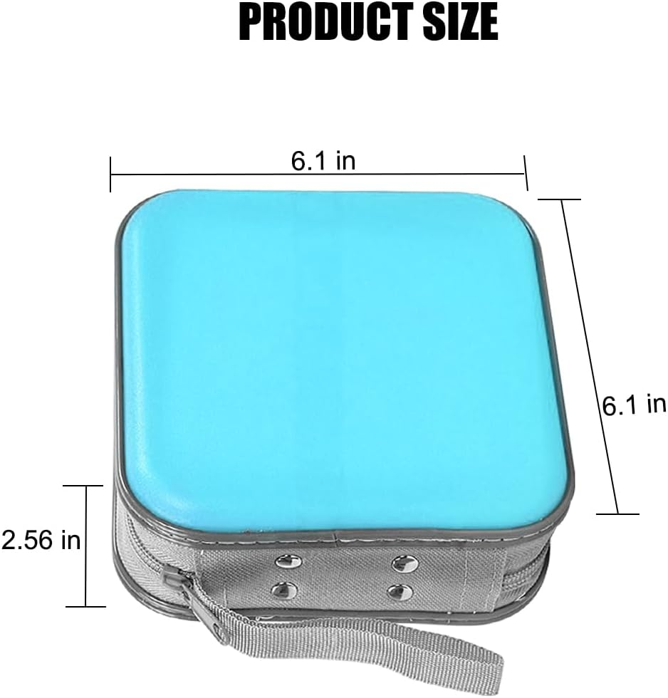 Sandfren Car CD Case, 48 Capacity Hard Plastic & Non-Woven Fabric Vehicle DVD Case Holder with Zipper, Portable Automotive Disc Wallet Storage Organizer Binder for Travel, Universal Fit (Sky Blue) image number 1