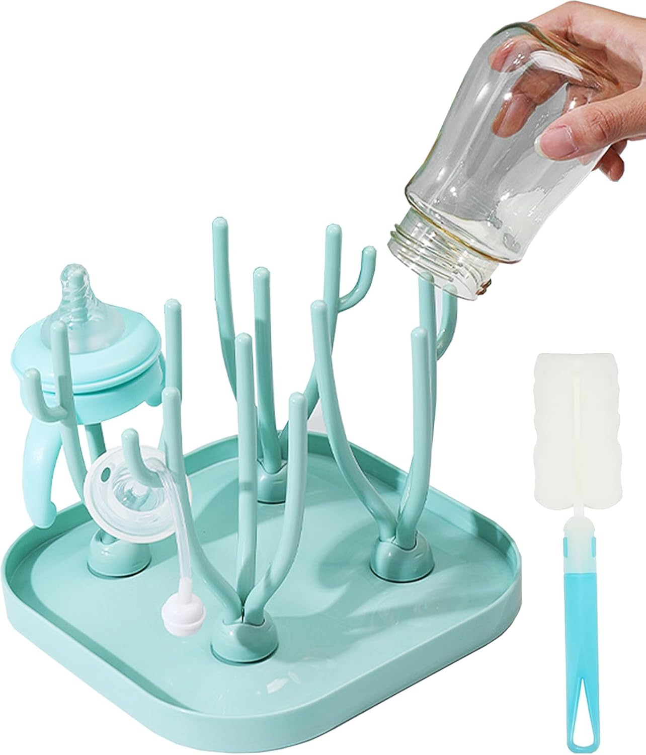 Baby Bottle Drying Rack with Drain, Tabletop Bottle Rack, Suitable for Bottle, Nipple, Cup, Pump Parts and Accessories image number 4