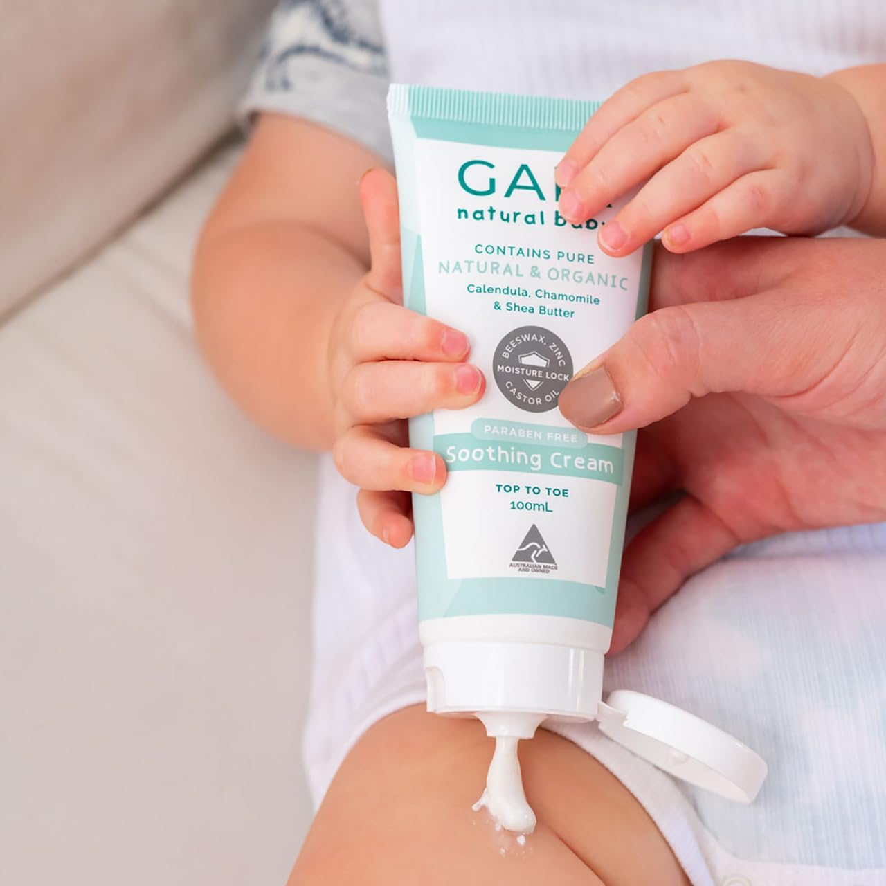 Tooshies Eco Nappies Size 1 Newborn, 104 Count + GAIA Natural Baby Organic Cotton Cleansing Pads, 40 Pack + GAIA Natural Baby Soothing Cream 100Ml + GAIA Natural Baby Hair and Body Wash 500Ml image number 2