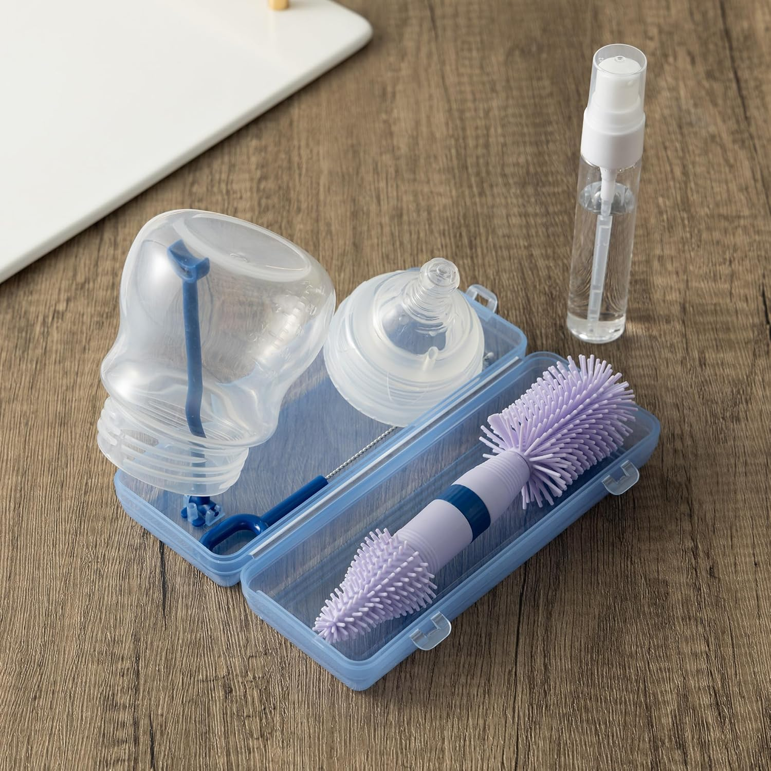 Chemimoso Silicone Baby Bottle Brush for Newborn Anti-Colic Baby Bottles, Portable Travel Bottle Cleaner, Suit for Baby Bottles Less than 8 OZ, Blue - Green image number 5