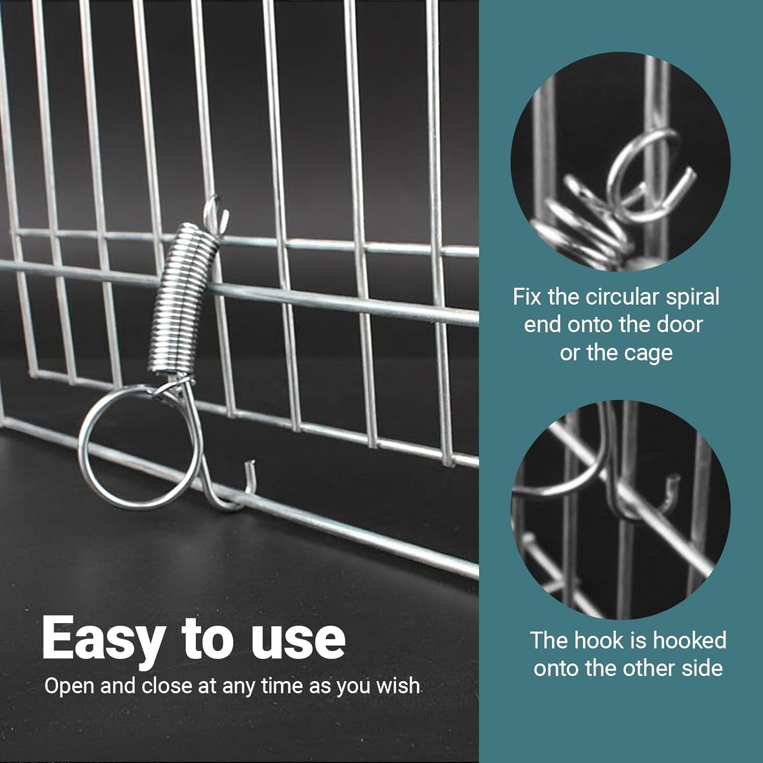 Sgphrzlt 25 Pieces Rabbit Cage Clips for Wire Animal Cage, Metal Finger Spring Latch Hook, Dog Crate Lock Door Fixing for Cat Bird Chick Guinea Pig Squirrel Hamster Pet Kennel image number 1