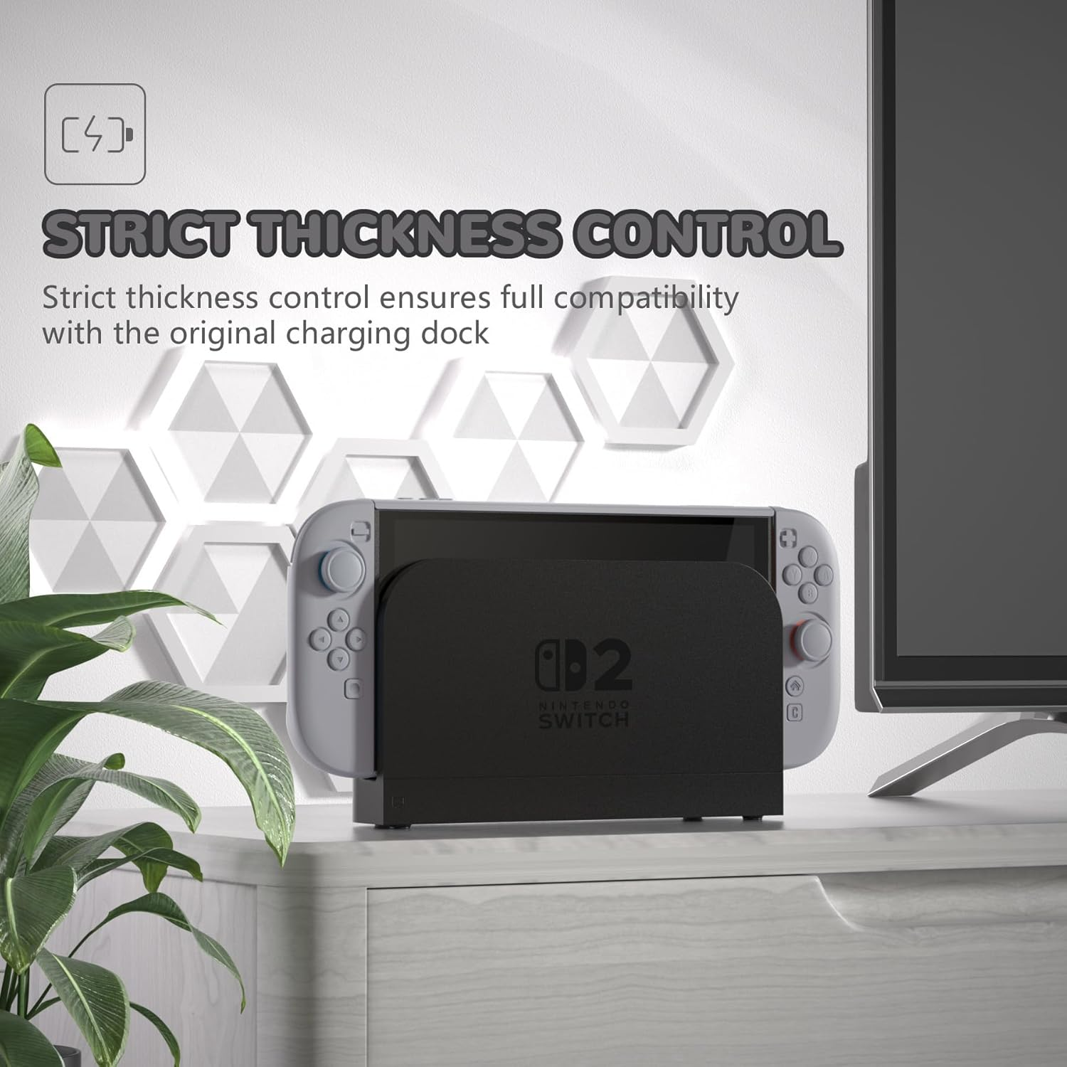 Playvital Protective Case for Nintendo Switch 2 | Dockable Grip Cover with Extra Foldable Stand & Thumb Grips for Switch 2 2025 | Anti-Scratch Design Hard Shell | Solid Color Series, Now Hope Gray image number 6