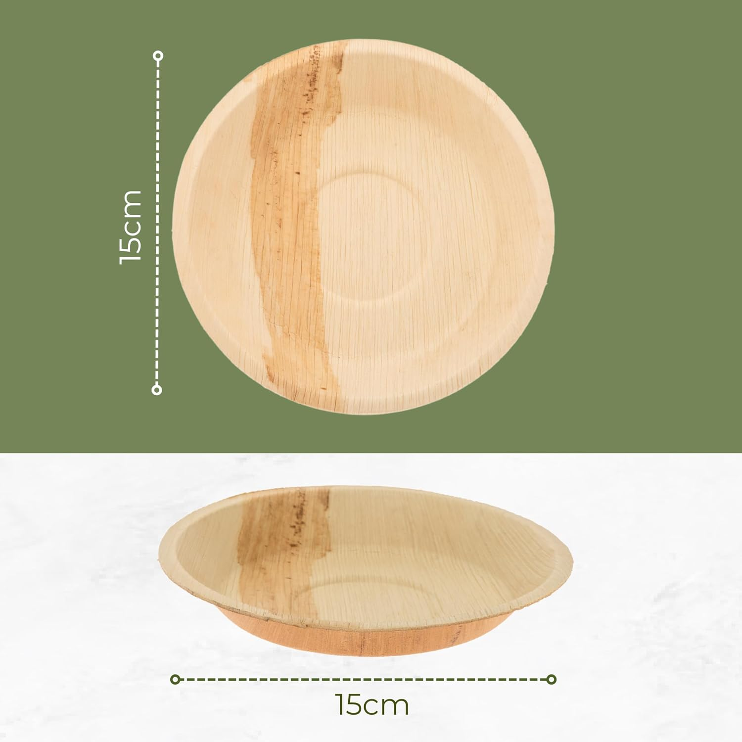 100 Pieces Biodegradable, Disposable Plates Party Paper Plates Set - Mother Nature'S Choice for Bamboo Party Plates | 100% Compostable 15 CM round Small Plate image number 2