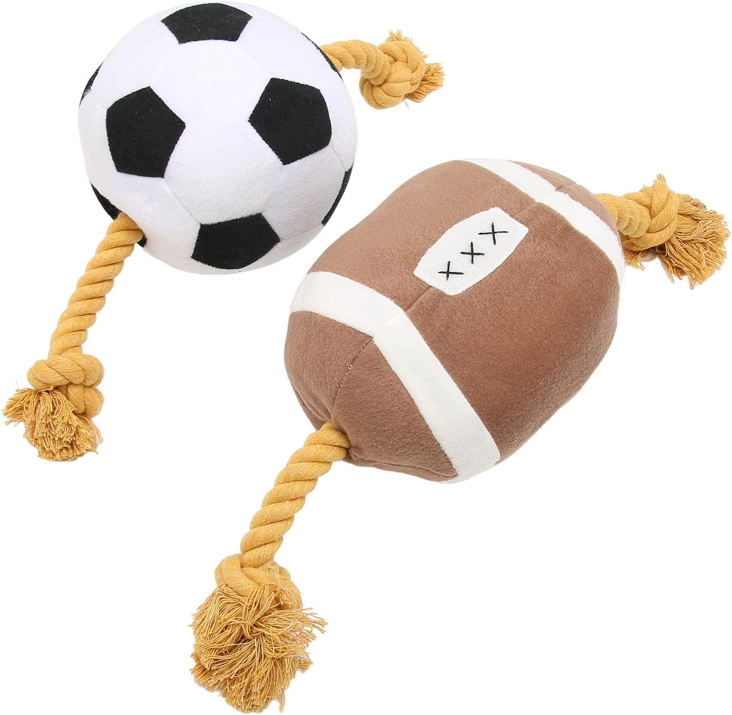 Football Dog Toy, Outdoor Interactive Fun Cotton Rope Football Puppy Toy, Interactive Dog Toys Tug of War Dog Toy Outdoor Dog Ball for Small Medium Large Dogs image number 6