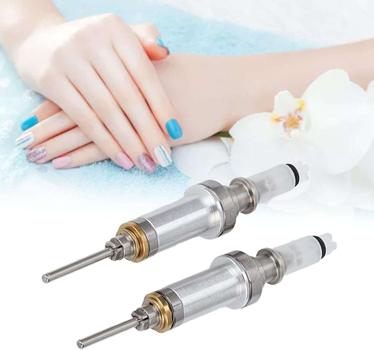Nail Drill Spindle, 2Pcs Nail Polisher Handle Professional Electronic Machine Bearing, Nail Polisher Handle Bushing Complete Set for Nail Salon, Manicure, Pedicure image number 1