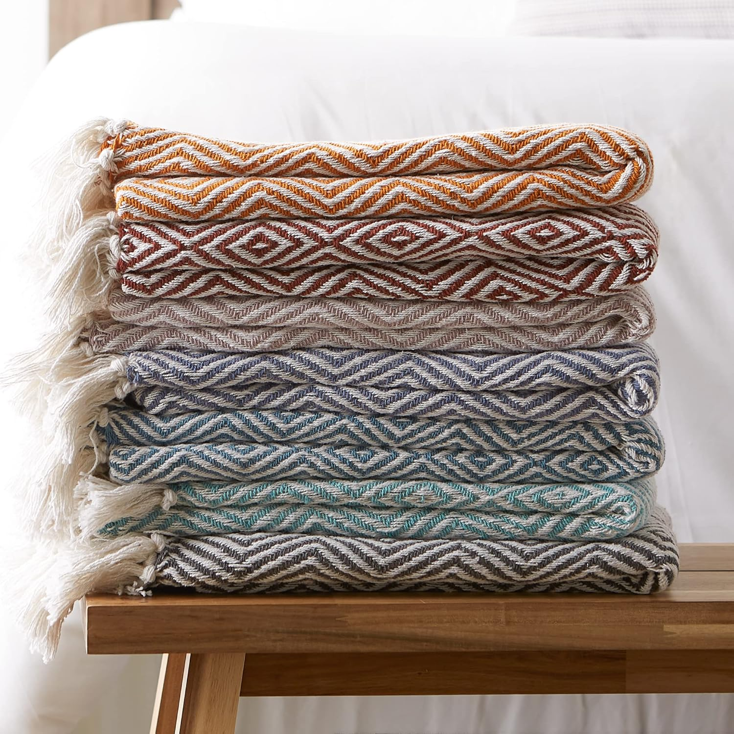 DII Diamond Throw Collection Woven Cotton, 50X60, Aqua - Aqua image number 3