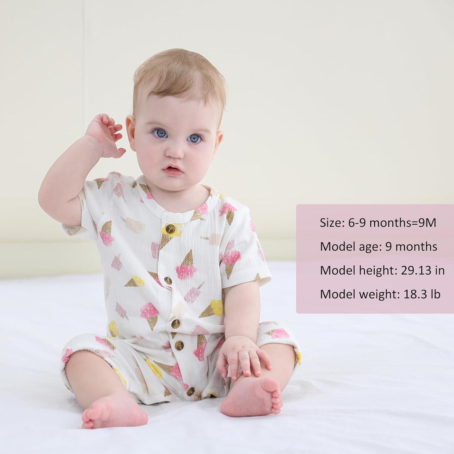 Ruliby Baby Romper Summer Breathable Infant Clothes Set 0-24 Month image number 2