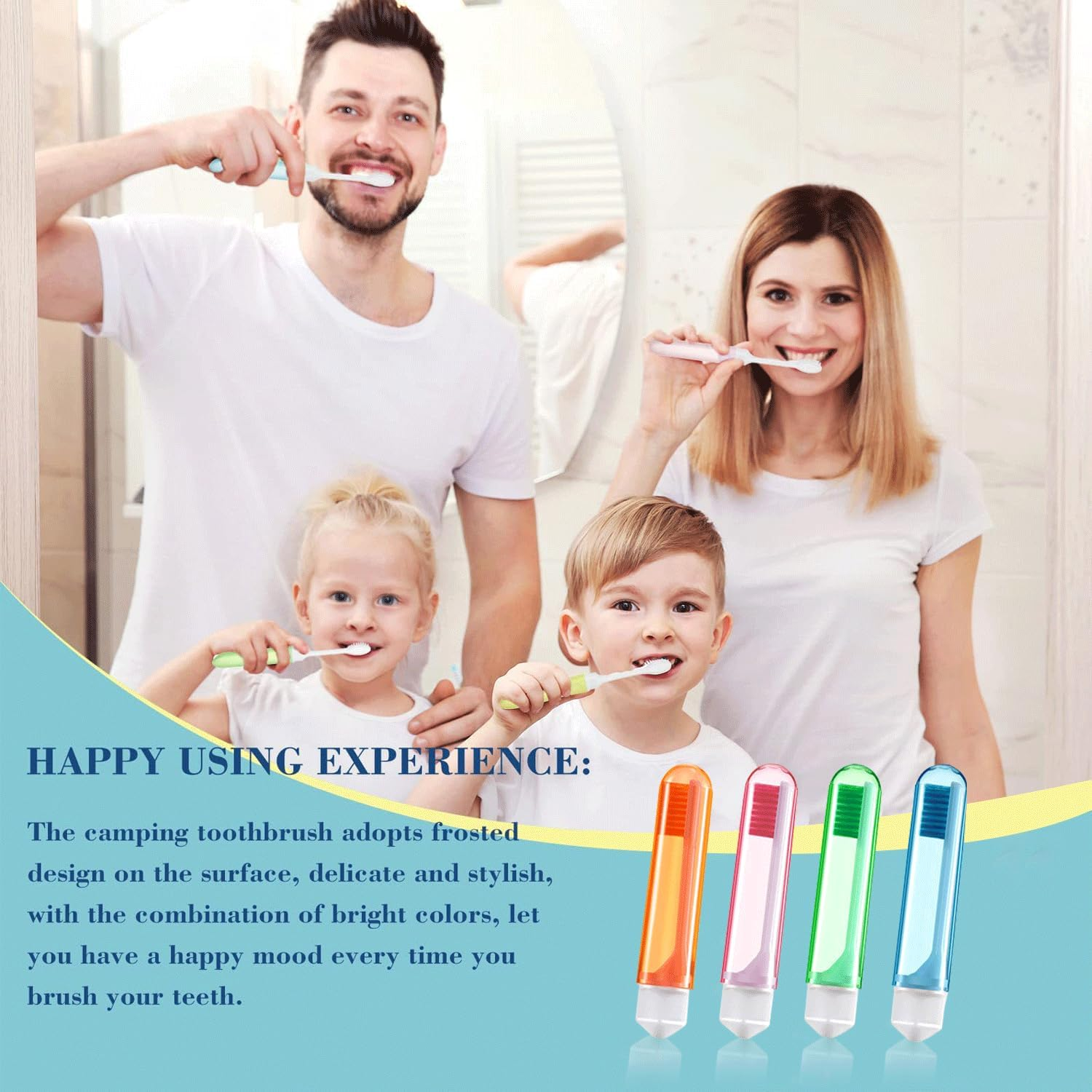 4 Pieces Travel Folding Toothbrush, Mini Small Size Manual Toothbrushes for Fragile Gums Orthodontic Braces Dental Care Adult Kid Portable Case for Camping Travel. (Pink,Orange,Green,Blue) image number 5