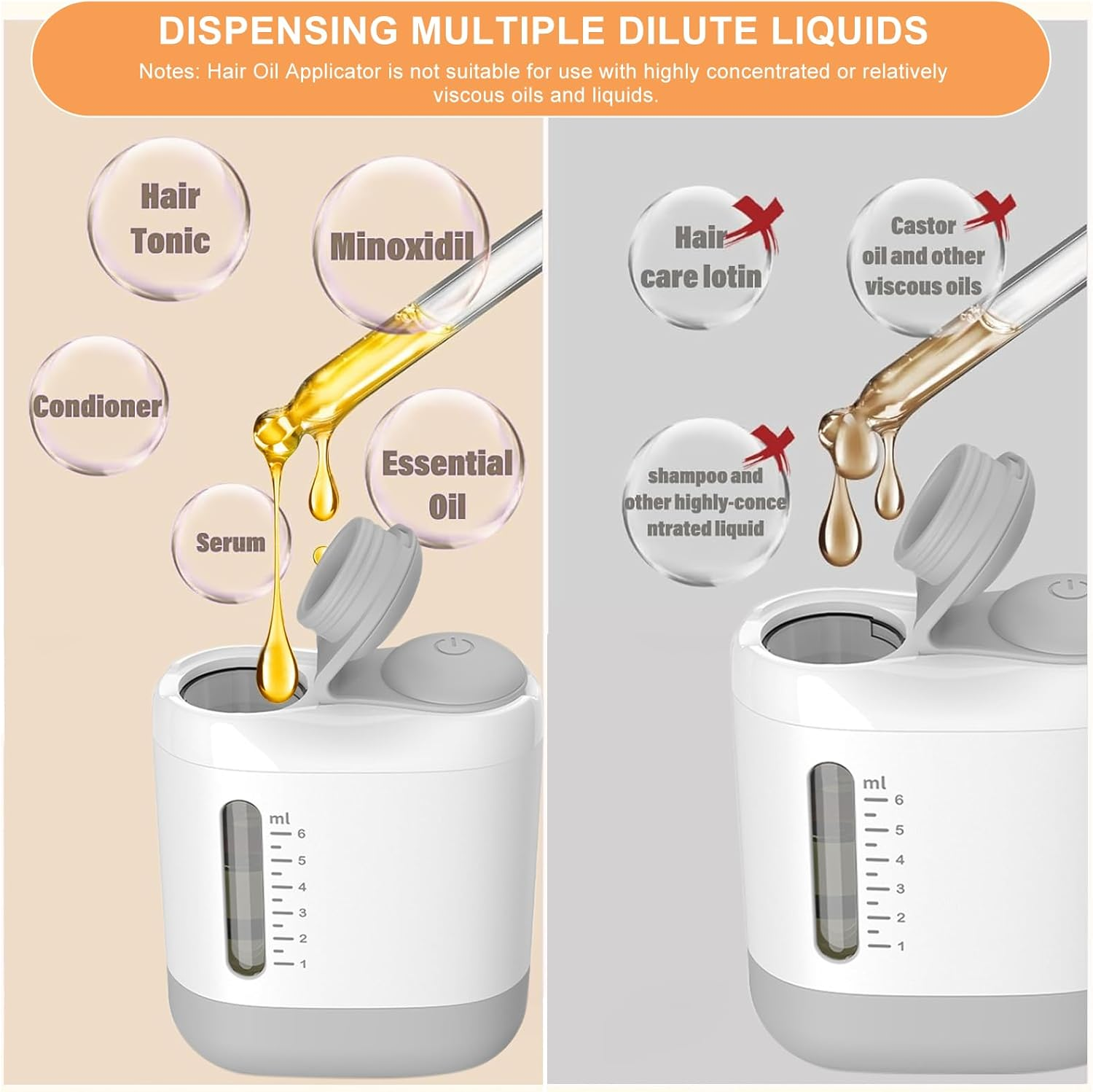 2 in 1 Hair Oil Applicator & Scalp Massager, Electric Oil Dispenser for Hair Growth, Red Light Therapy Scalp Massager for Hair Treatment & Essential Oils image number 2