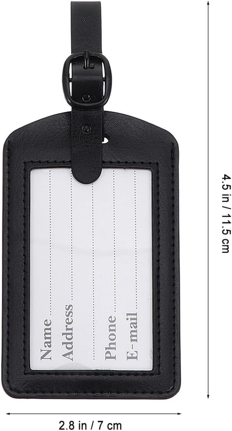 JEWEDECO 5Pcs Leather Pu Luggage Tags Boarding Pass Style Black Suitcase Id Labels Travel Accessories for Suitcases and Bags image number 2