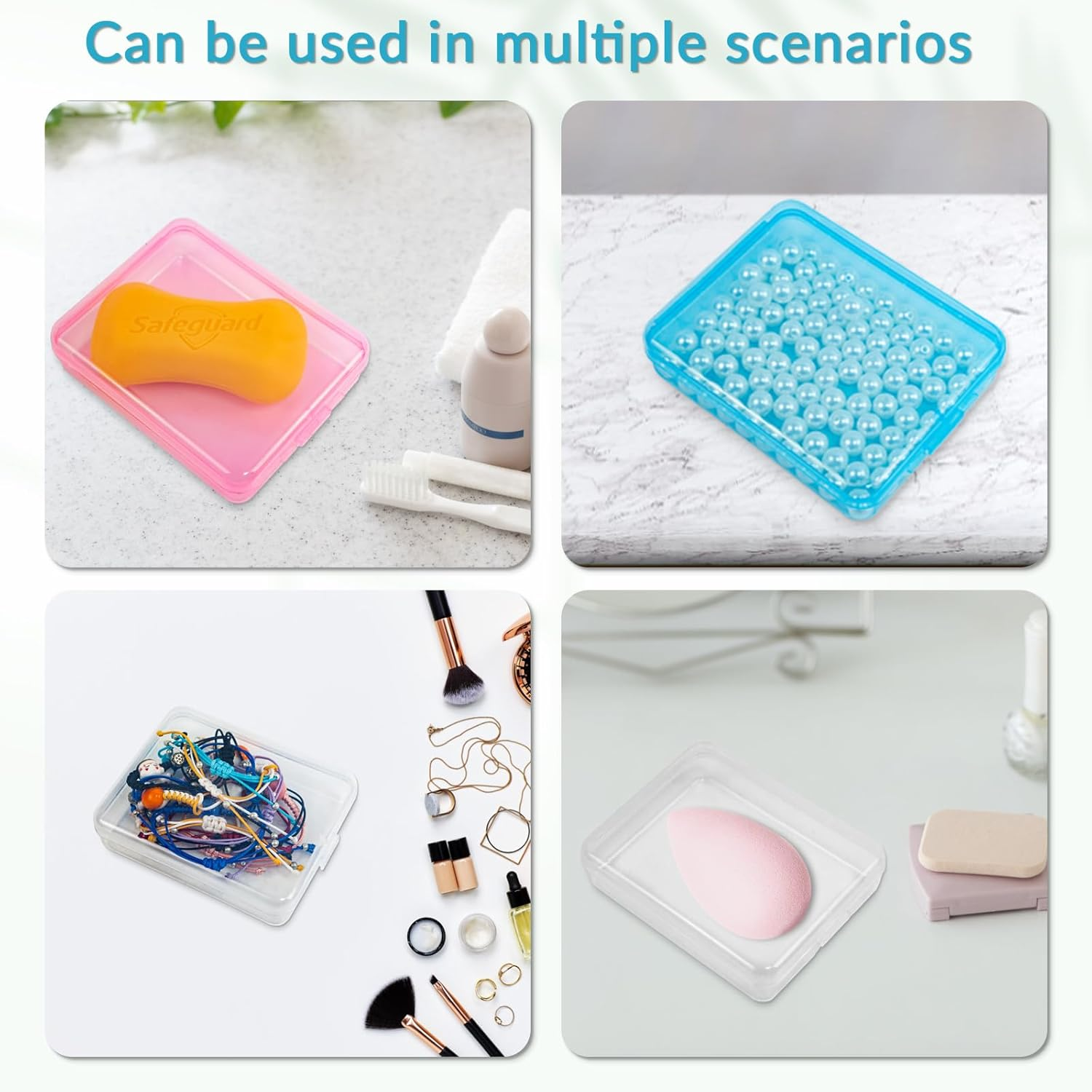 6 Pcs Mini Transparent Plastic Storage Containers Box Portable Travel Cotton Pad Holder Small Cosmetic Pad Cotton Ball Holder Dispenser for Cotton Rounds, Swabs, Floss (3 Colors) image number 1